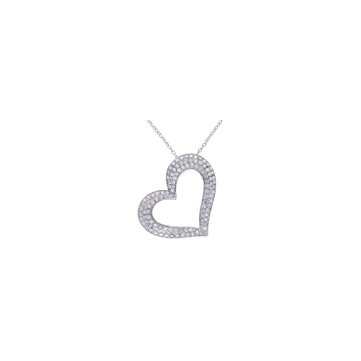 Chaîne en argent sterling de 18 po avec pendentif en forme de coeur avec 1 ct de diamants ronds d’Amour