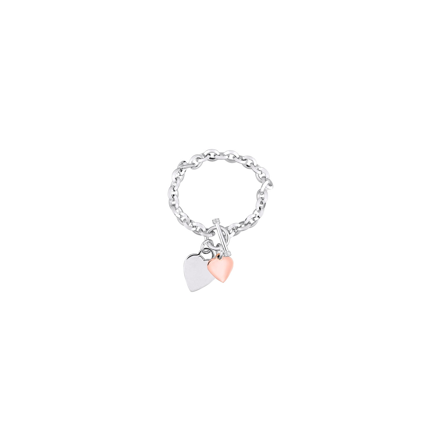 Bracelet en argent rose/blanc avec coeurs
