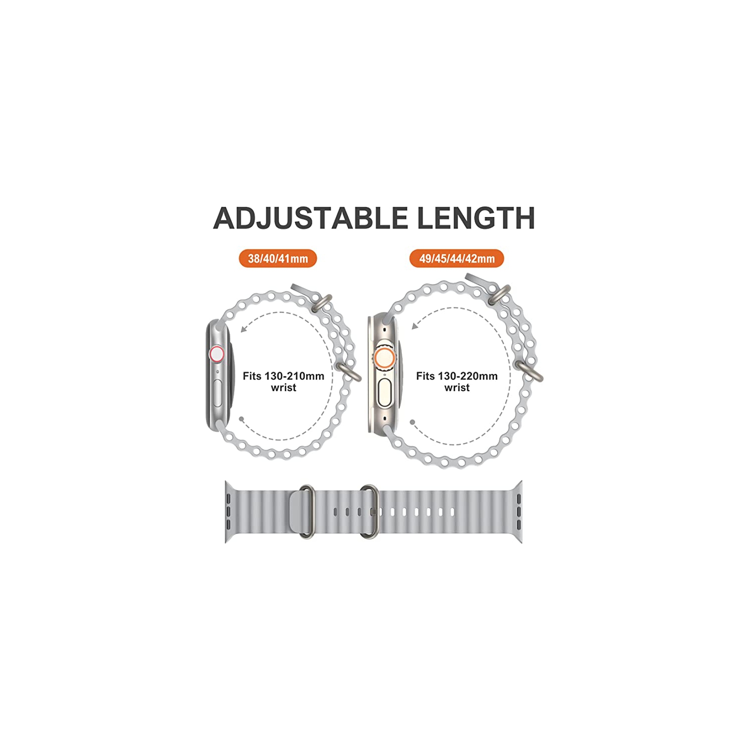 TopSave Ocean Band Compatible with Apple Watch Band 42mm 44mm 45mm 49mm, Adjustable Loop Silicone Waterproof Sport Strap for iWatch Series Ultra,1-8,