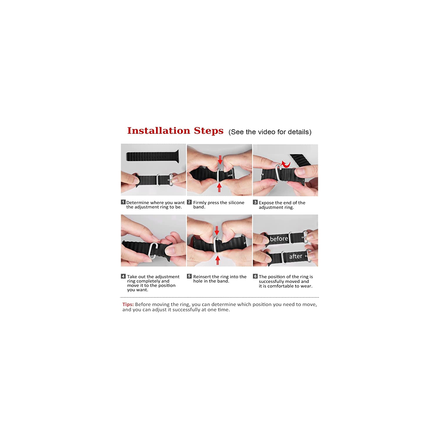 TopSave Ocean Band Compatible with Apple Watch Band 42mm 44mm 45mm 49mm, Adjustable Loop Silicone Waterproof Sport Strap for iWatch Series Ultra,1-8,