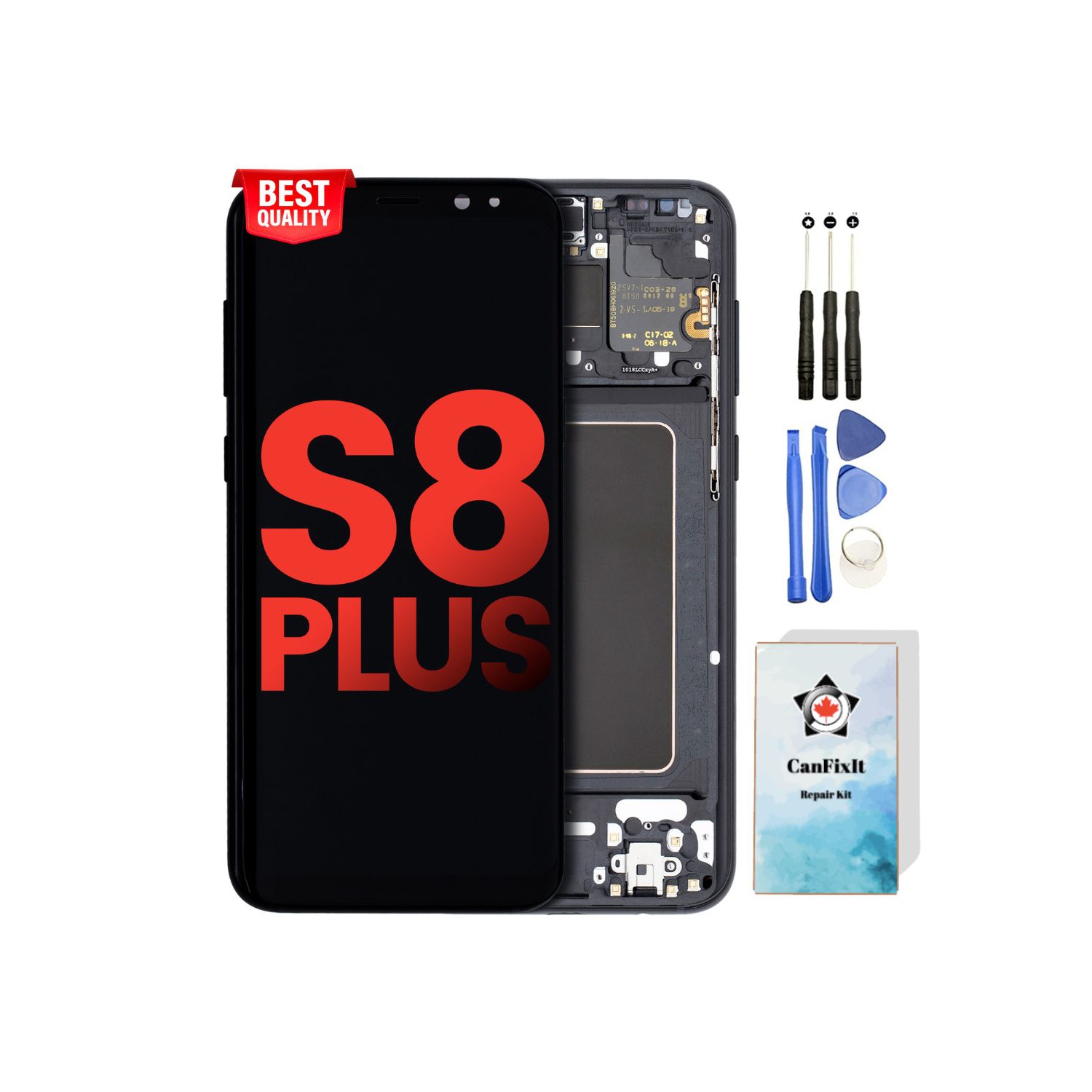 CanFixIt Screen Replacement for Samsung Galaxy S8 Plus S8+ Glass OLED Display Touch Digitizer LCD Assembly with Frame and Free Repair Tools Kits G955