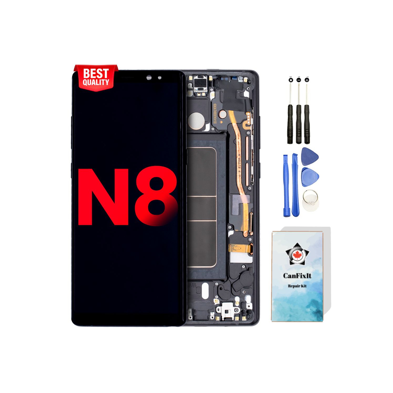 CanFixIt Screen Replacement for Samsung Galaxy Note 8 Glass OLED Display Touch Digitizer LCD Assembly with Frame and Free Repair Tools Kits N950 Black