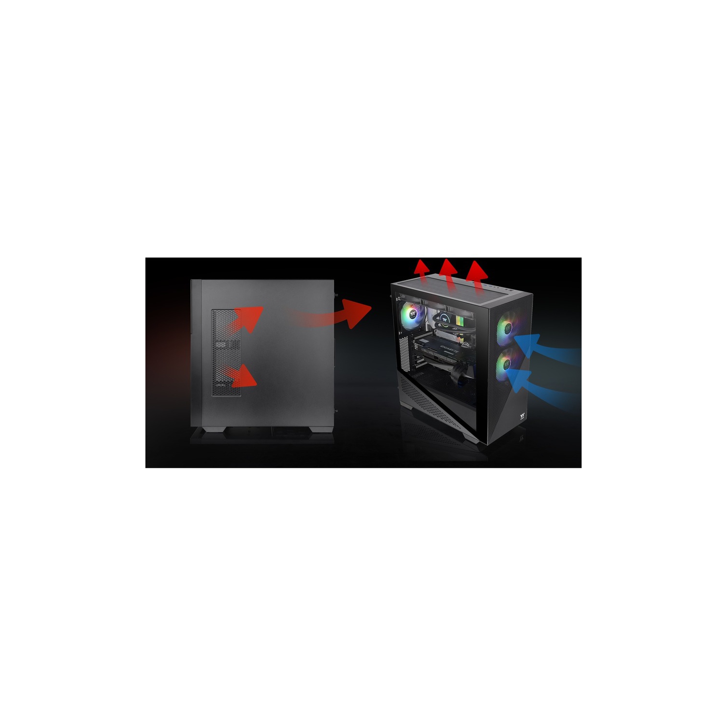 Thermaltake Divider 370 TG ARGB USB 3.0 Tempered Glass E-ATX Mid Tower 3 Fans Black Computer Case