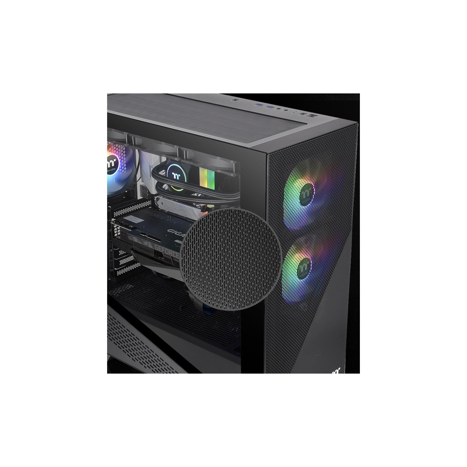 Thermaltake Divider 370 TG ARGB USB 3.0 Tempered Glass E-ATX Mid Tower 3 Fans Black Computer Case