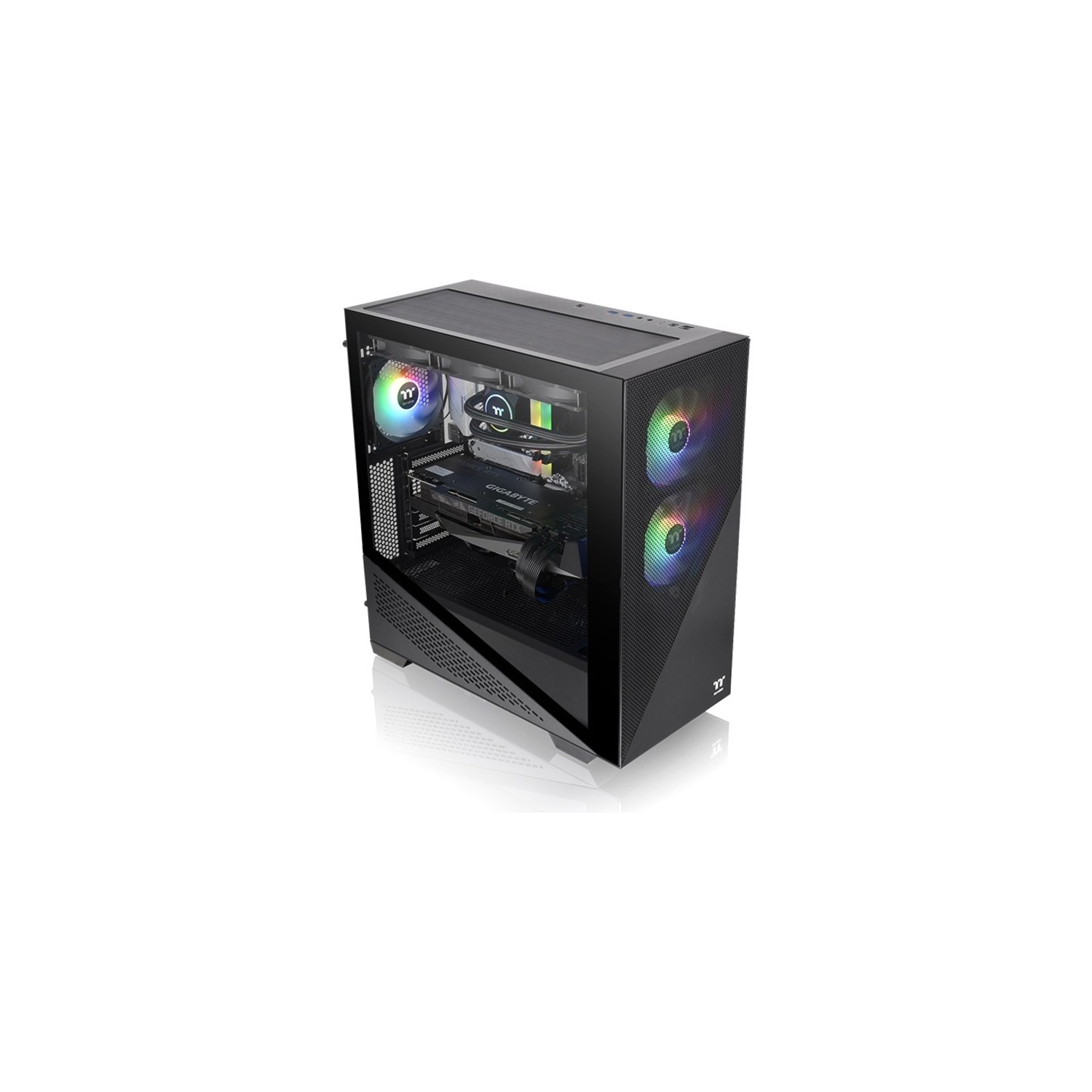 Thermaltake Divider 370 TG ARGB USB 3.0 Tempered Glass E-ATX Mid Tower 3 Fans Black Computer Case