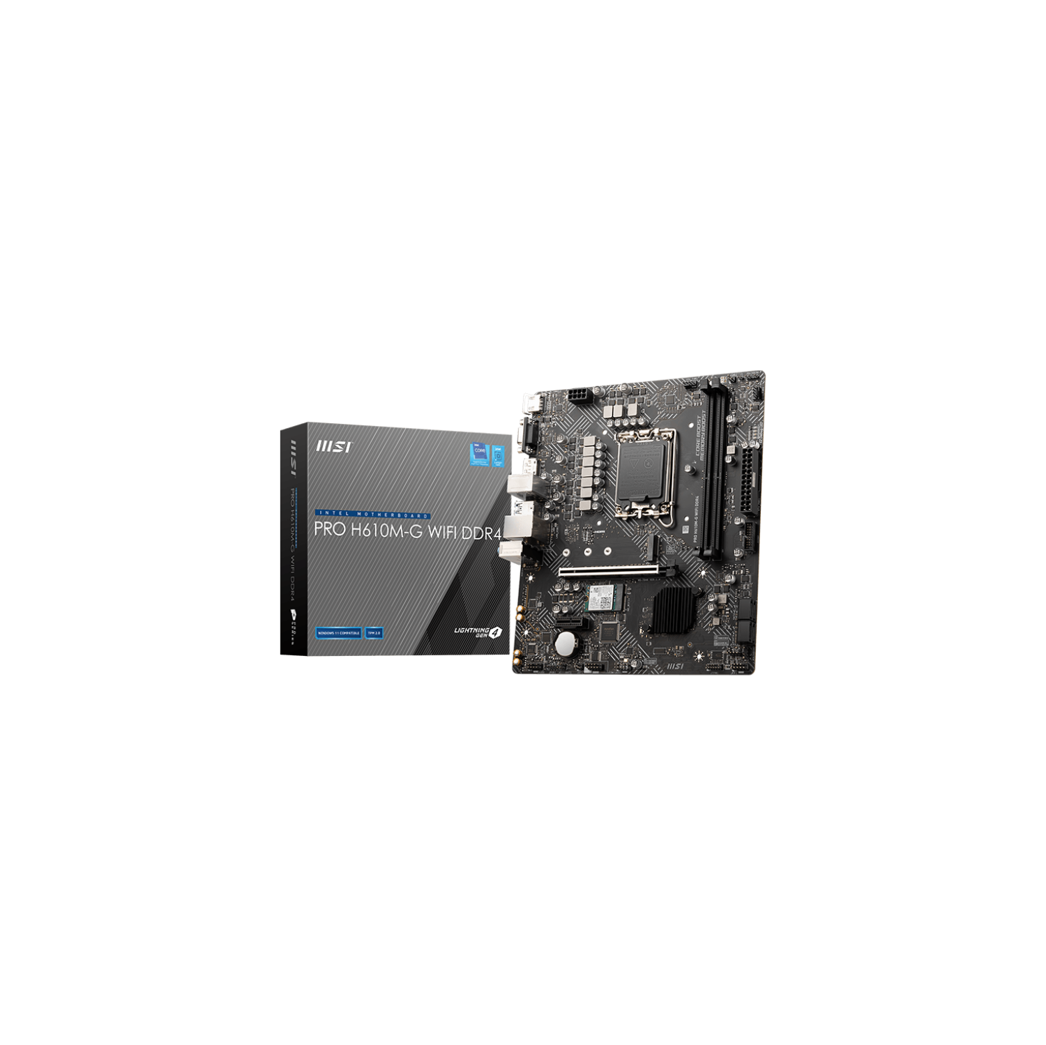 MSI PRO H610M-G WIFI DDR4 Motherboard (mATX, 12th Gen Intel CPU, LGA 1700 Socket, DDR4, PCIe 4, 2.5G LAN, M.2 Slots, USB 3.2)