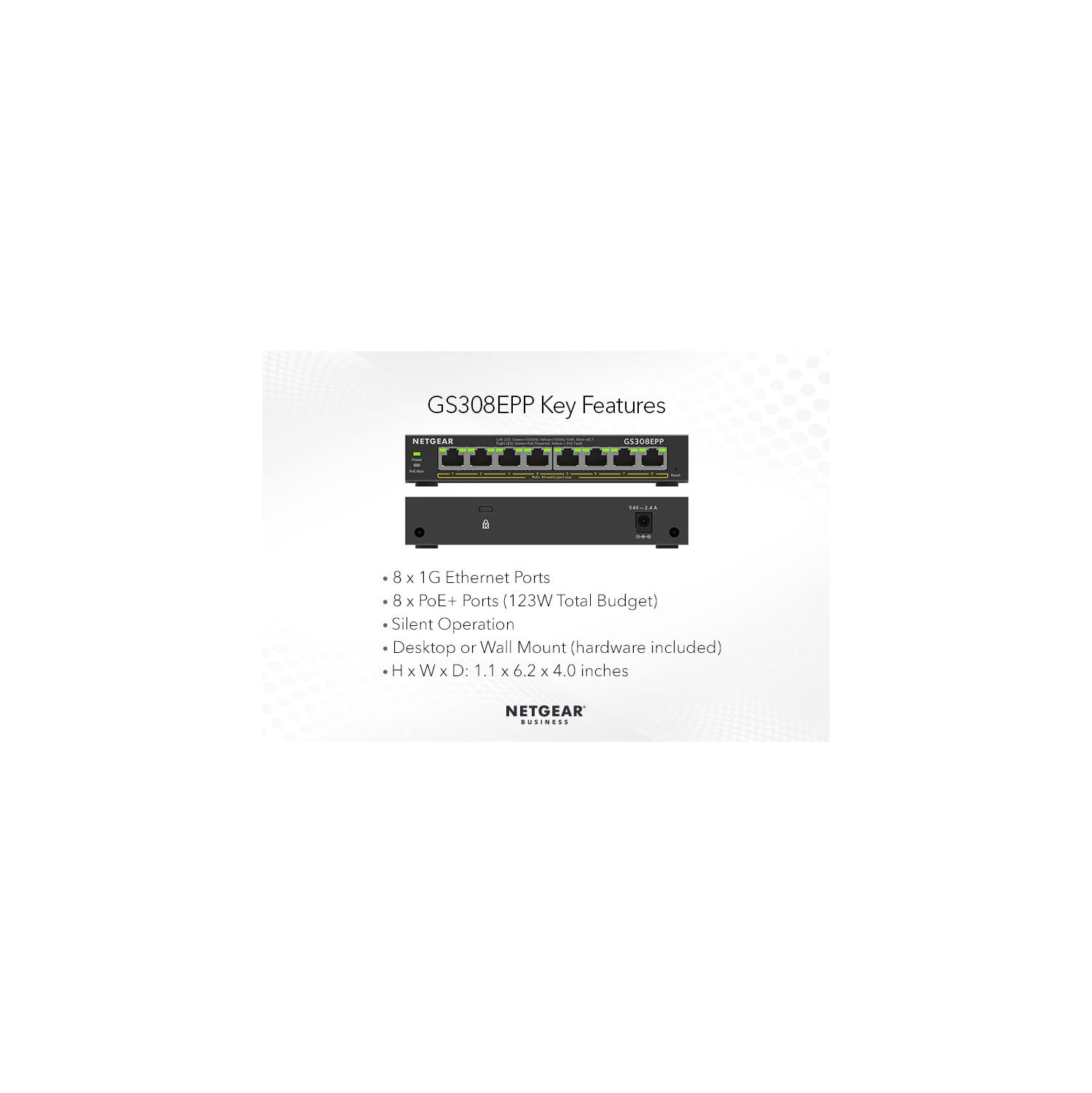 Commutateur géré Gigabit compatible PoE+ à 8 ports de NETGEAR