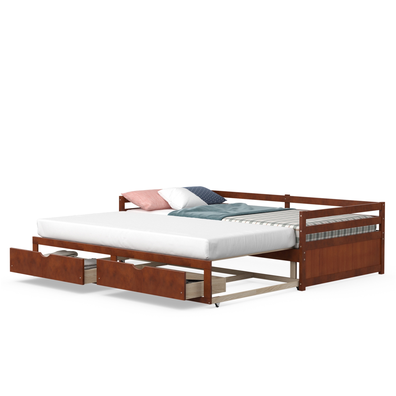 Costway Twin to King Daybed with 2 Drawers Wooden Sofa Bed for Bedroom Living Room