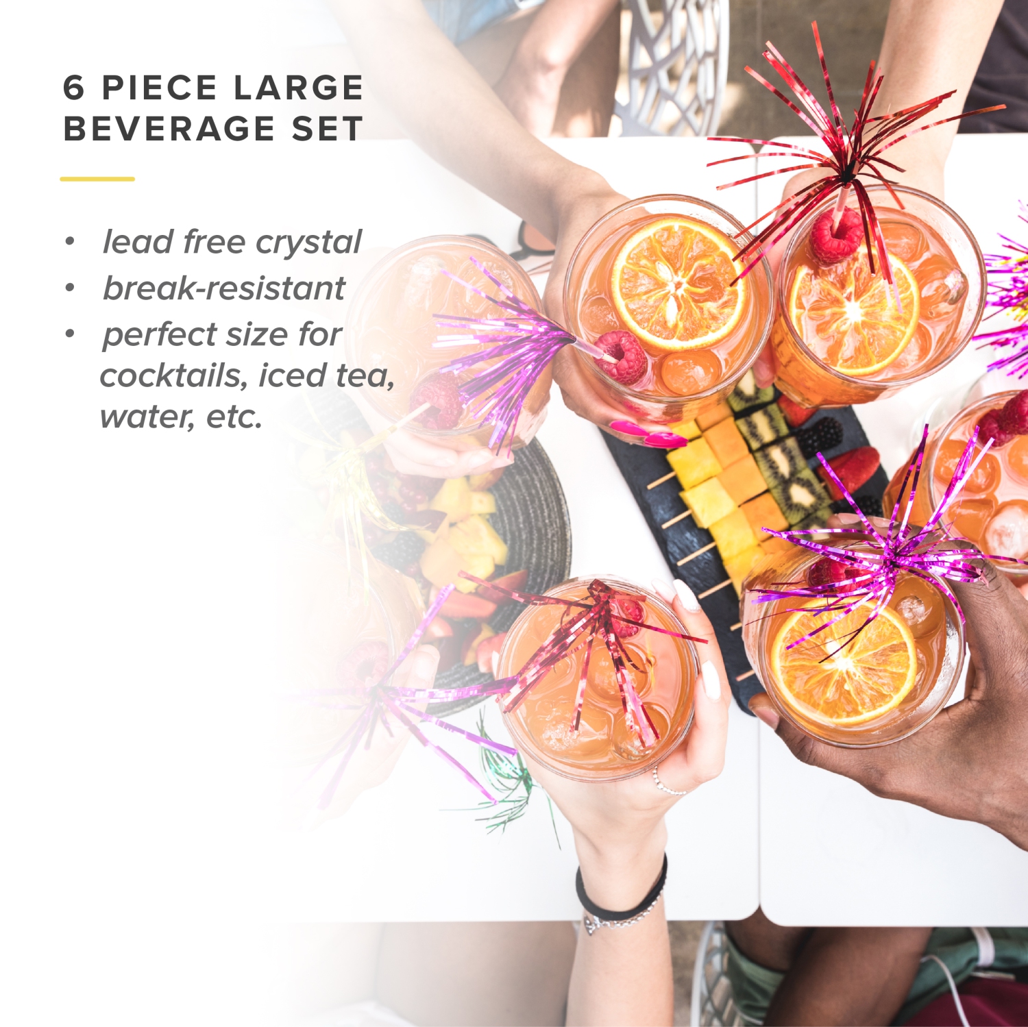 TABLE 12 16.5-Ounce Beverage Glasses, Set of 6, Lead-Free Crystal, Break Resistant