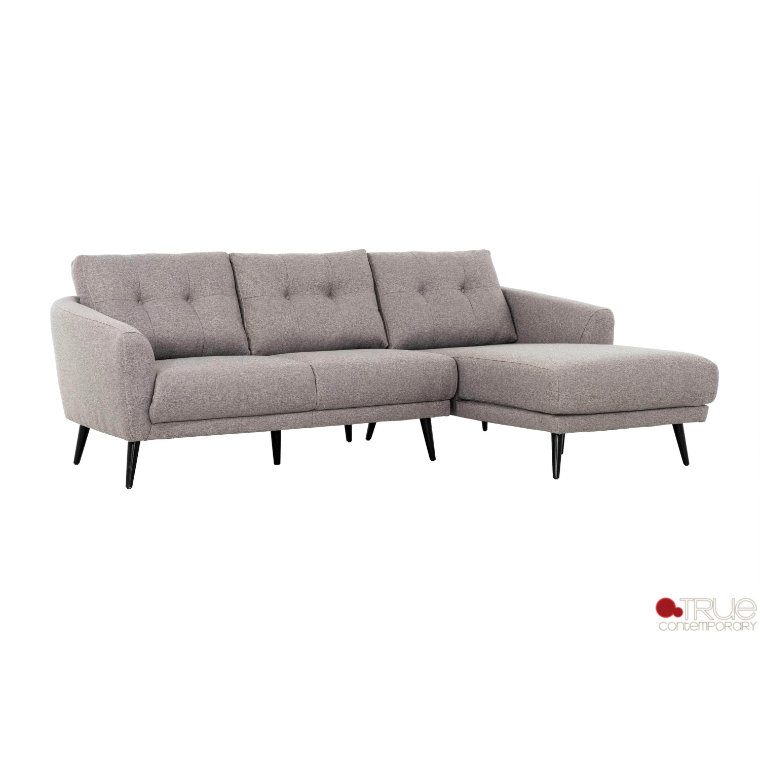 True Contemporary Elizabeth Tufted Sectional Sofa in Nia Grey