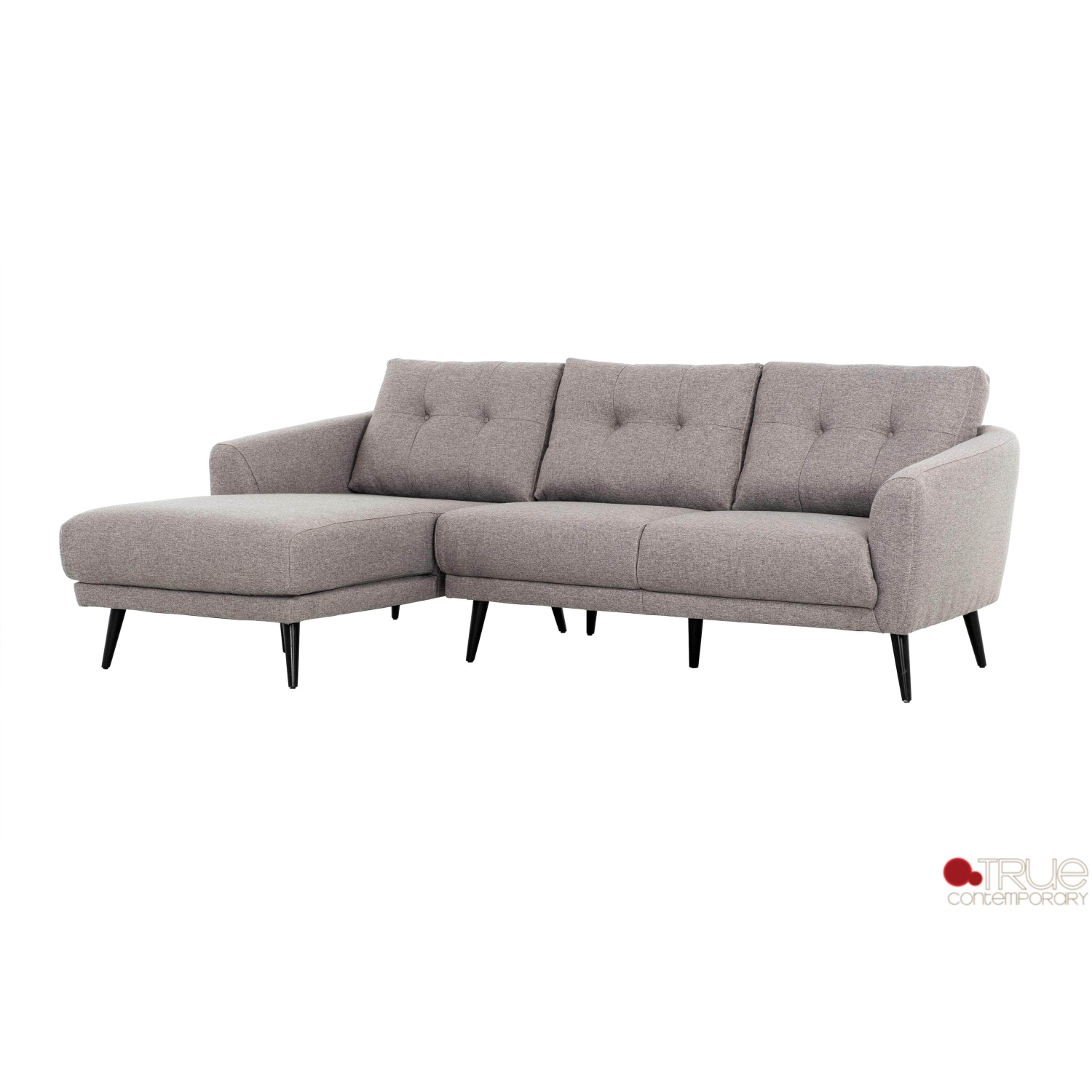 True Contemporary Elizabeth Tufted Sectional Sofa in Nia Grey