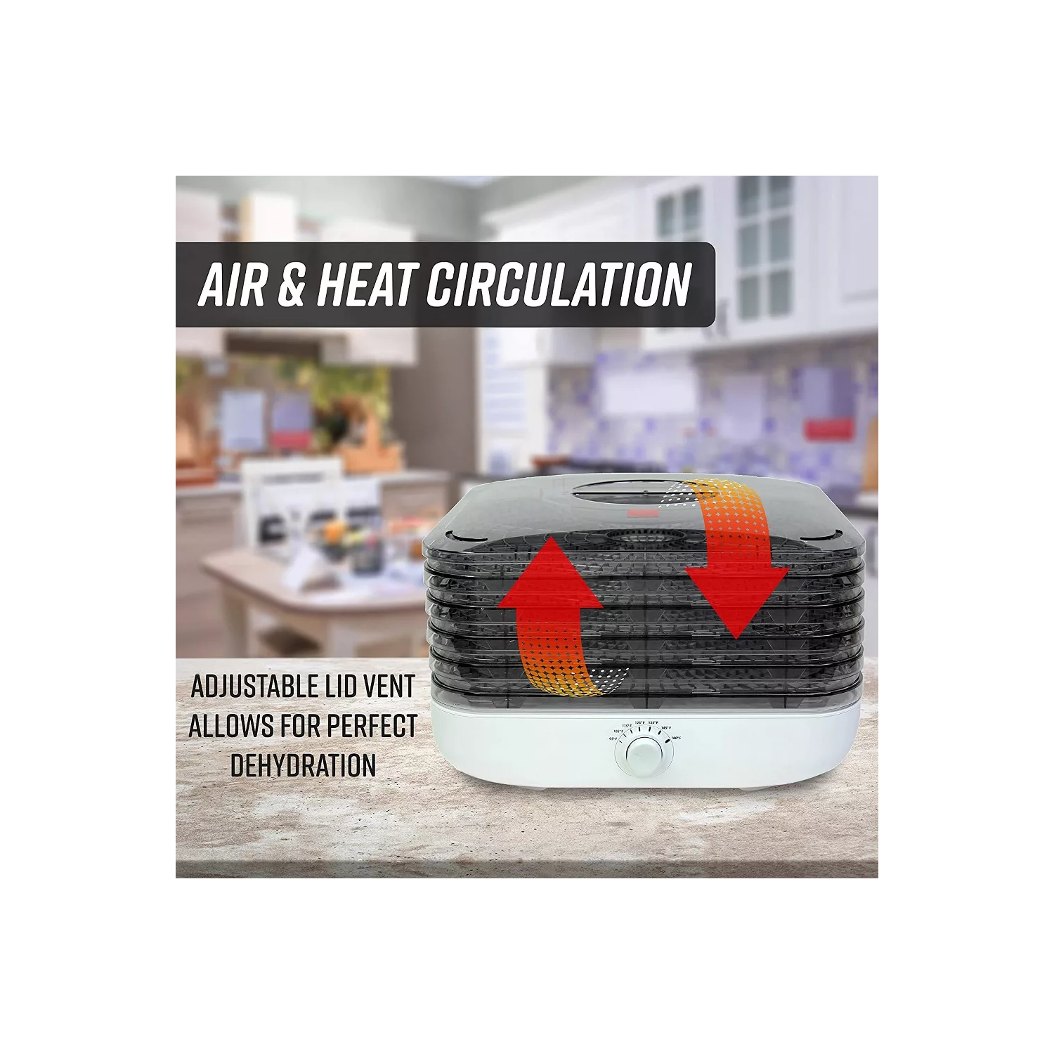 Ronco Turbo Ez-store 5-tray Dehydrator With Convection Air Flow, Food Preserver Adjustable Temperature Control, Quiet Operation