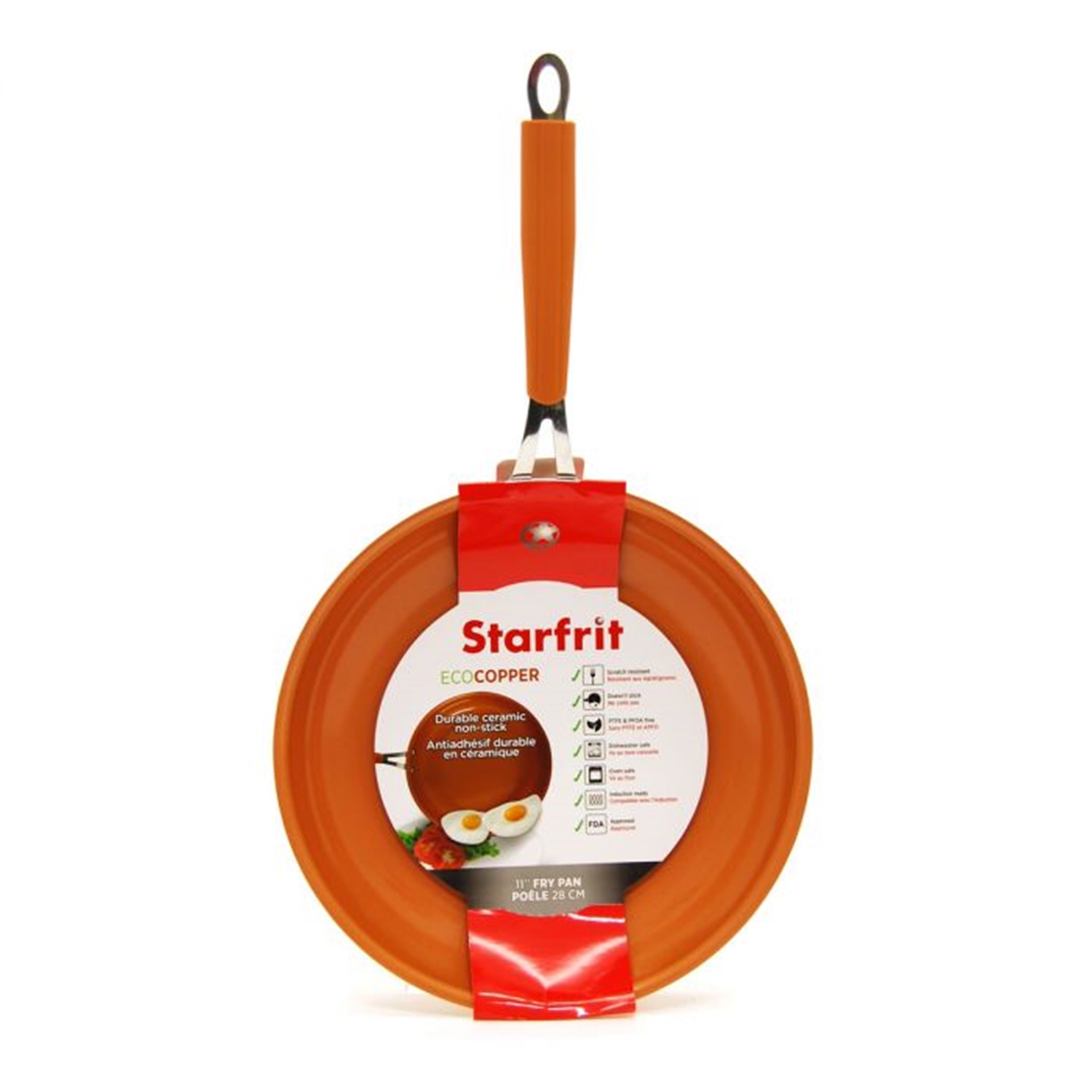 Starfrit - EcoCopper Frying Pan, 11" Diameter, Scratch Resistant, Copper