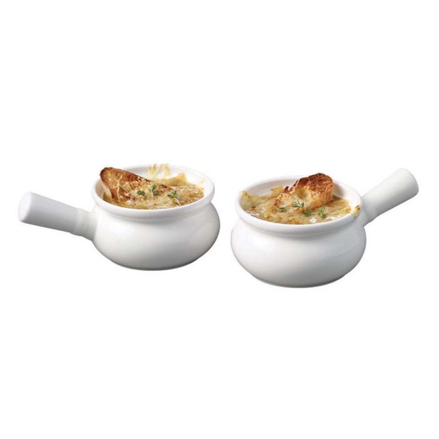 Gourmet - Ensemble de 2 Bols pour Soupe à l'oignon en Porcelaine, Capacité de 300ml, Vont au Four, Blanc