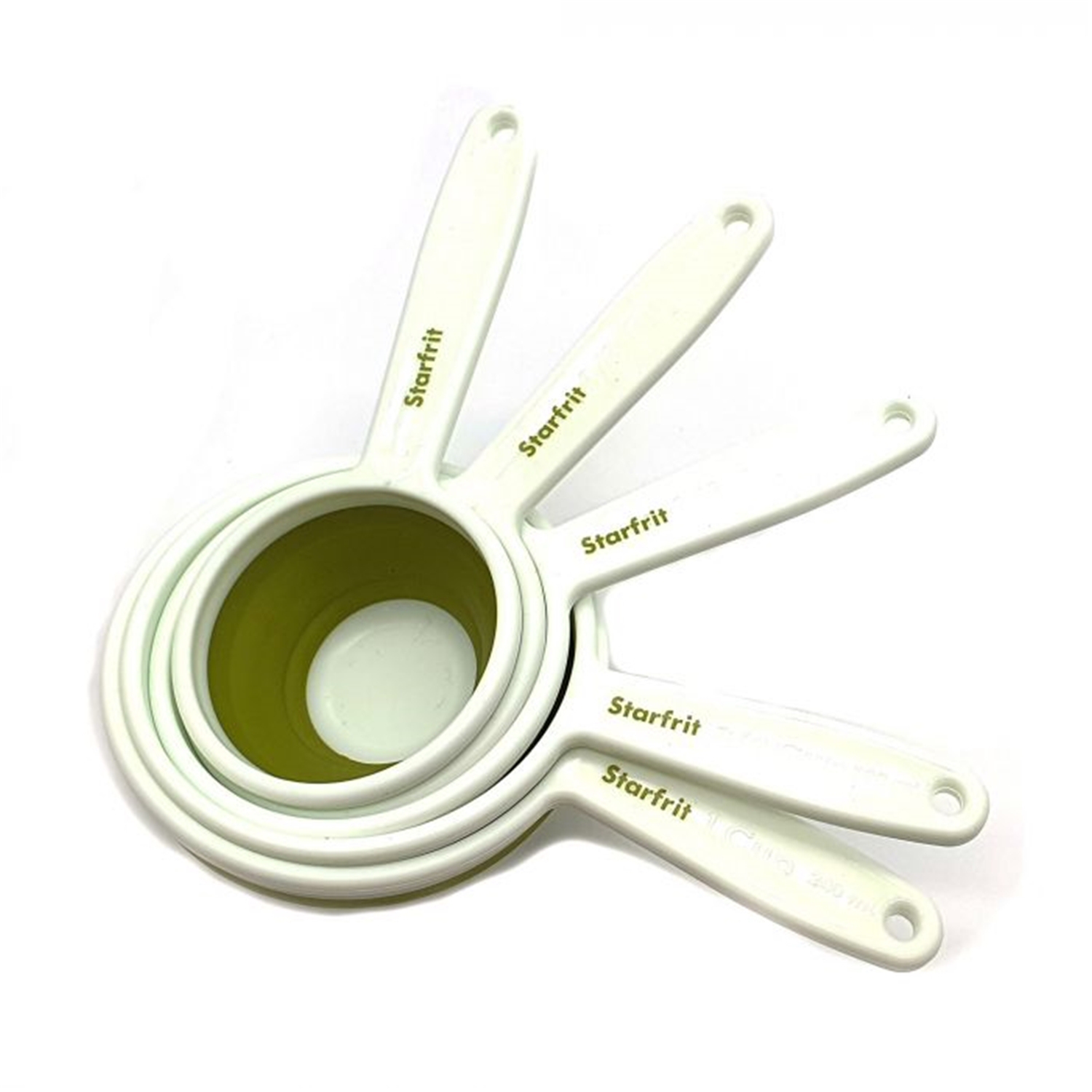 Starfrit - Set of 5 Collapsible Measuring Cups, Dishwasher Safe, Green