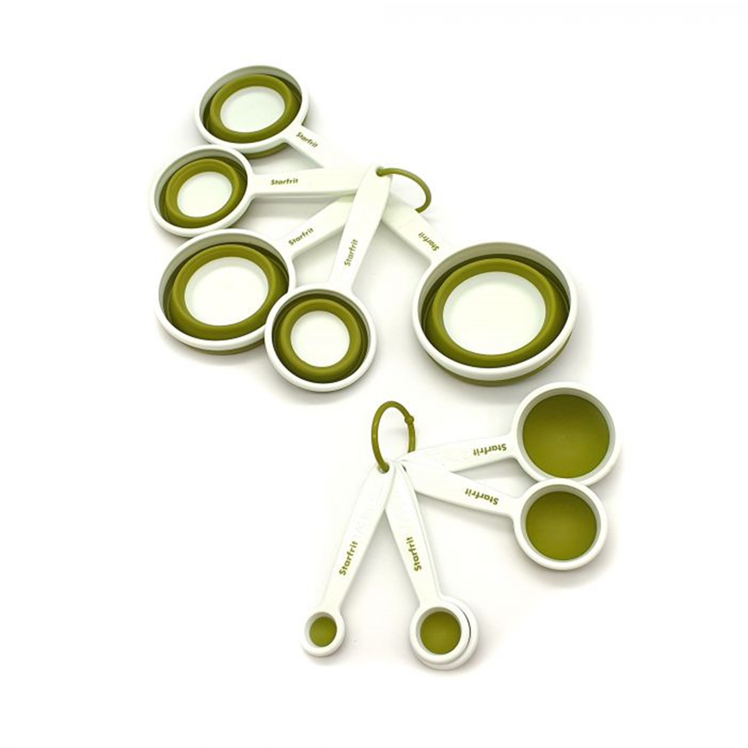 Starfrit - Set of 5 Collapsible Measuring Cups, Dishwasher Safe, Green