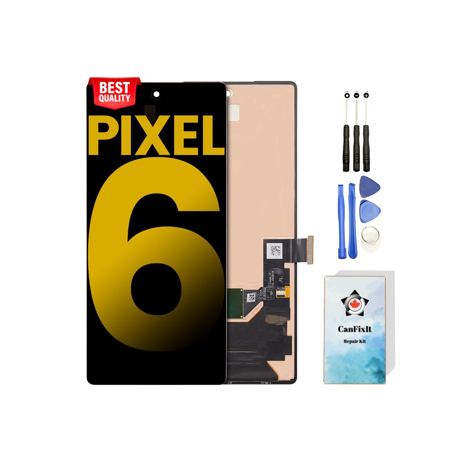 CanFixIt Screen Replacement for Google Pixel 6 Glass OLED Display Touch Digitizer LCD Assembly and Free Repair Tools Kits GB7N6 / G9S9B16