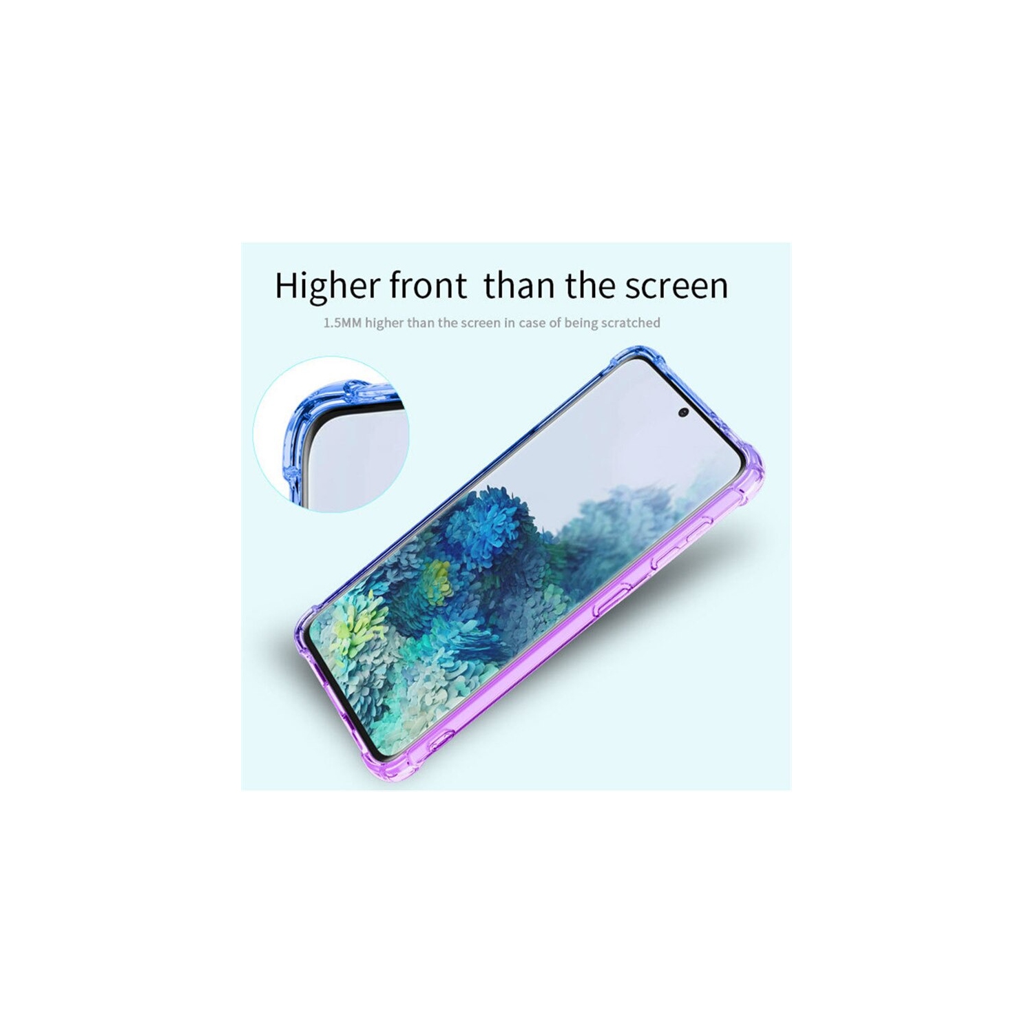 Étui robuste, violet et bleu pour Galaxy S22 de Samsung, coque arrière souple et mince arc-en-ciel pour téléphone