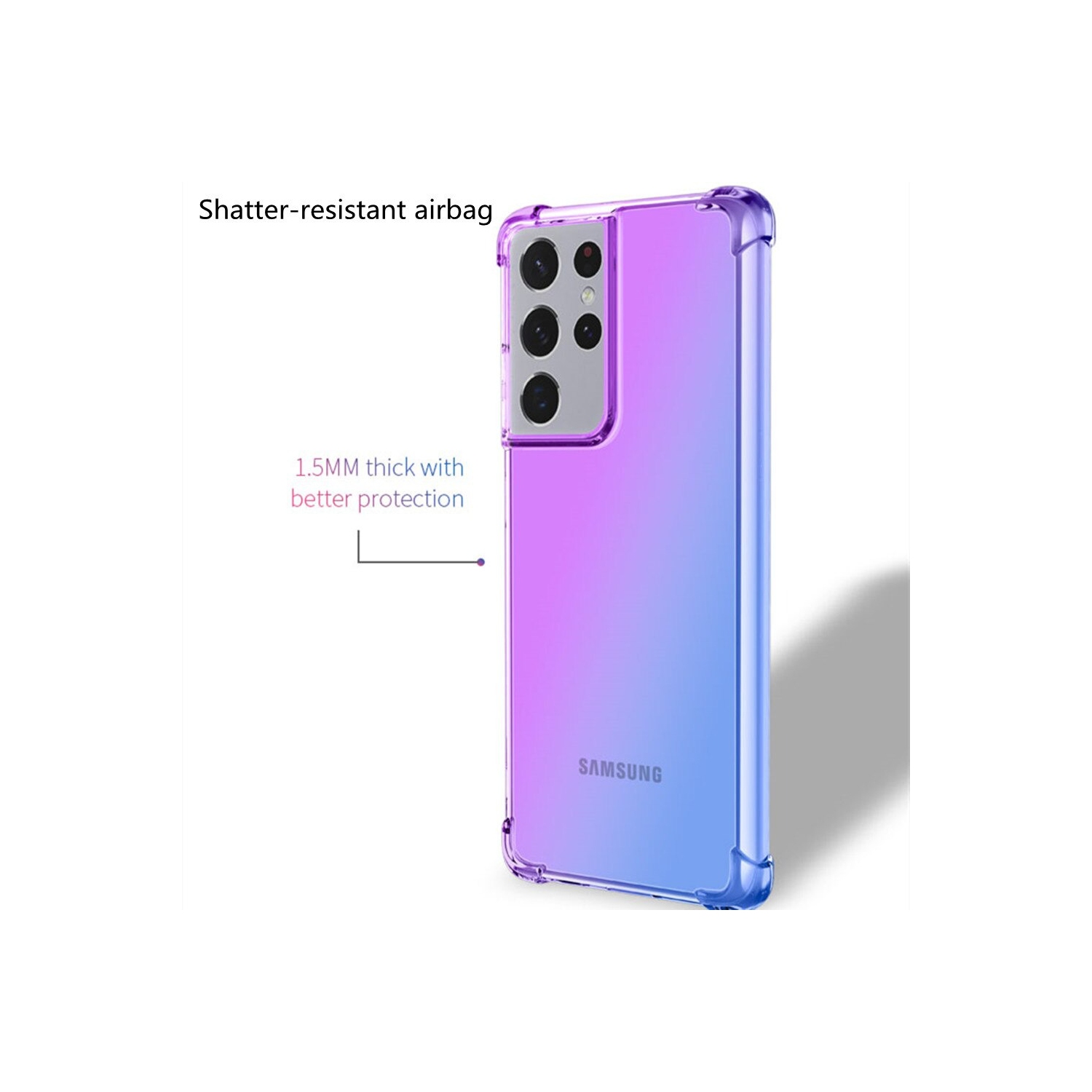 Étui robuste, violet et bleu pour Galaxy S22 de Samsung, coque arrière souple et mince arc-en-ciel pour téléphone