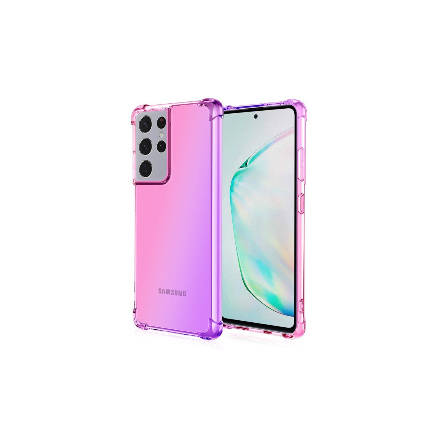 Samsung Galaxy S22 Case Pink+Green Clear Heavy Duty Soft Slim Rainbow For Phone Back Cover