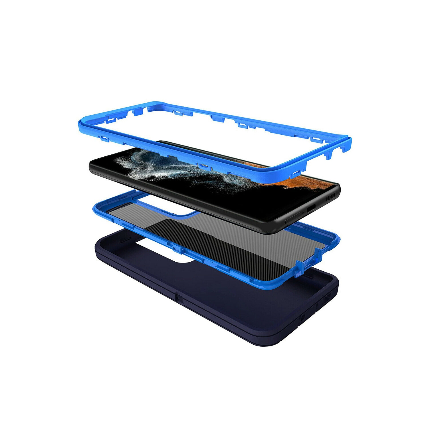 Samsung Galaxy S22 Ultra 5G Case 3in1 Drop Resistant Defender Tradies Hybrid Armor Heavy Duty Rugged Shockproof ToughCover