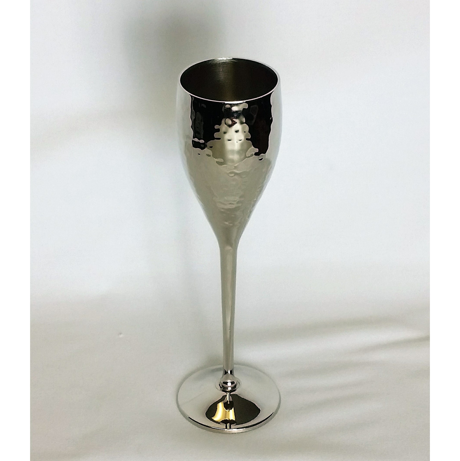 Elegance Pair of hammered flute goblets 9"H 2.25" dia.