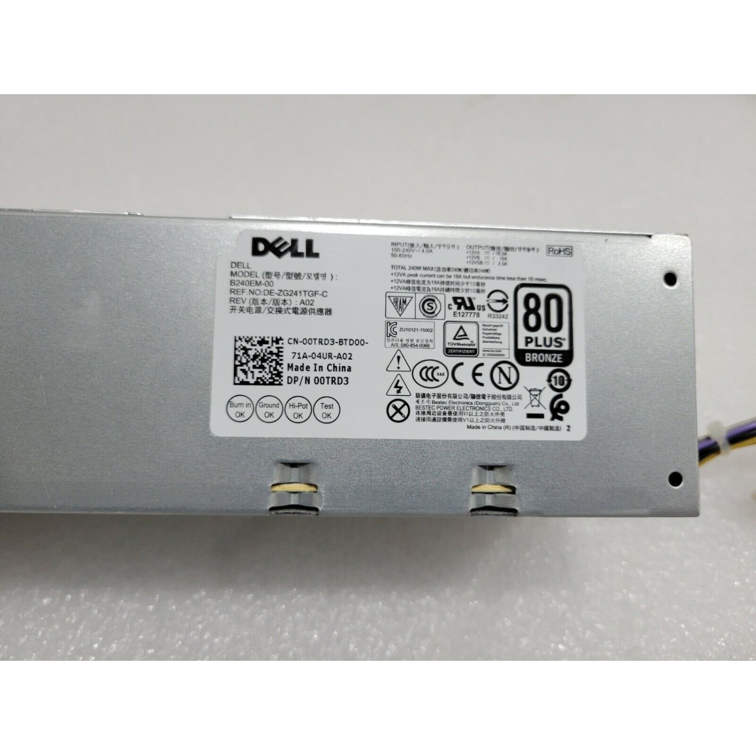 Refurbished 0TRD3 00TRD3 CN-00TRD3 240W For Dell Optiplex 3040 5040 7040 MT Power Supply 8+4 Pin