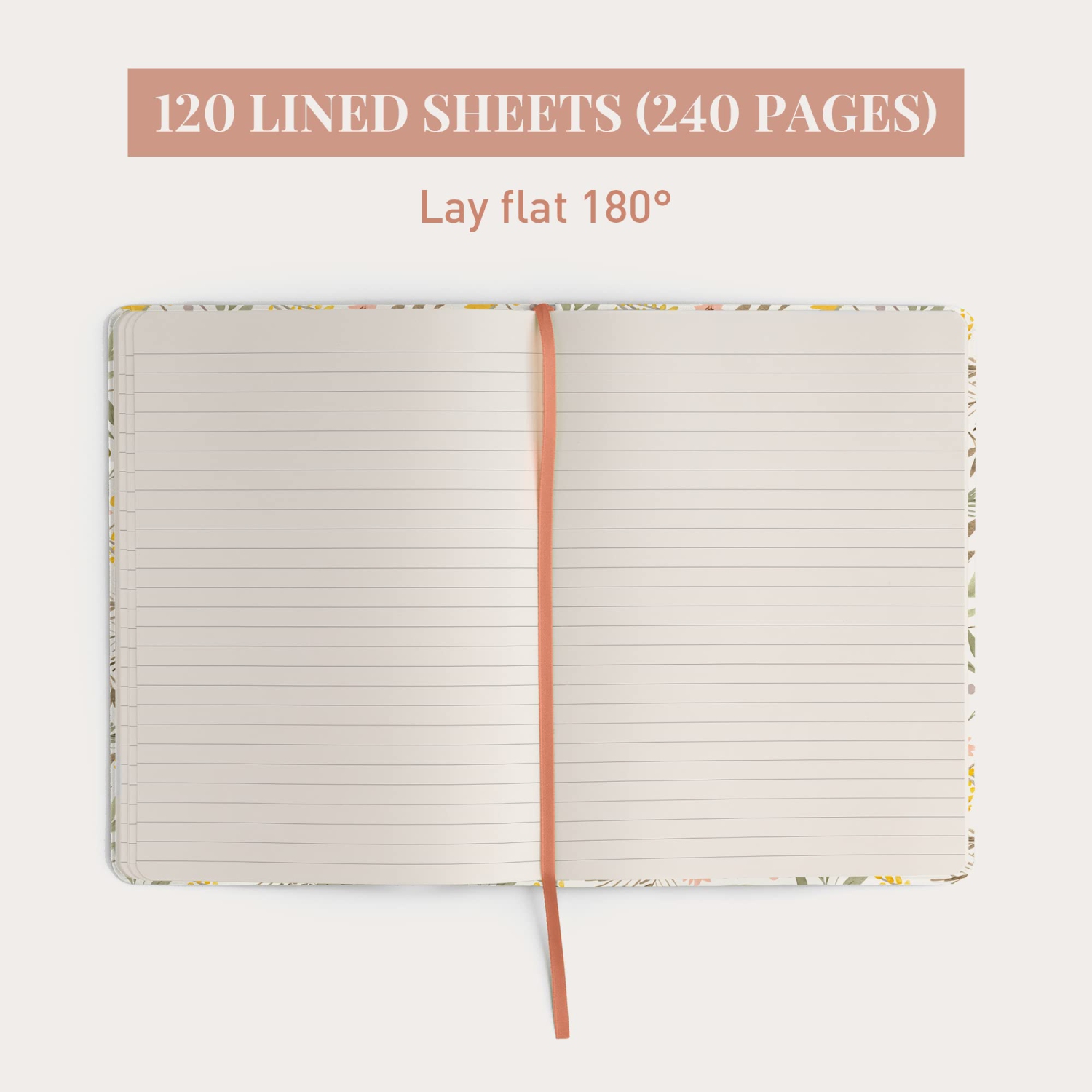 Rileys & Co Notebook Journal for Work and School - Lined Journal 8 x 6 Inches, Gold Foil Cover, Compact Notebook for Women, 240 Pages, Lined