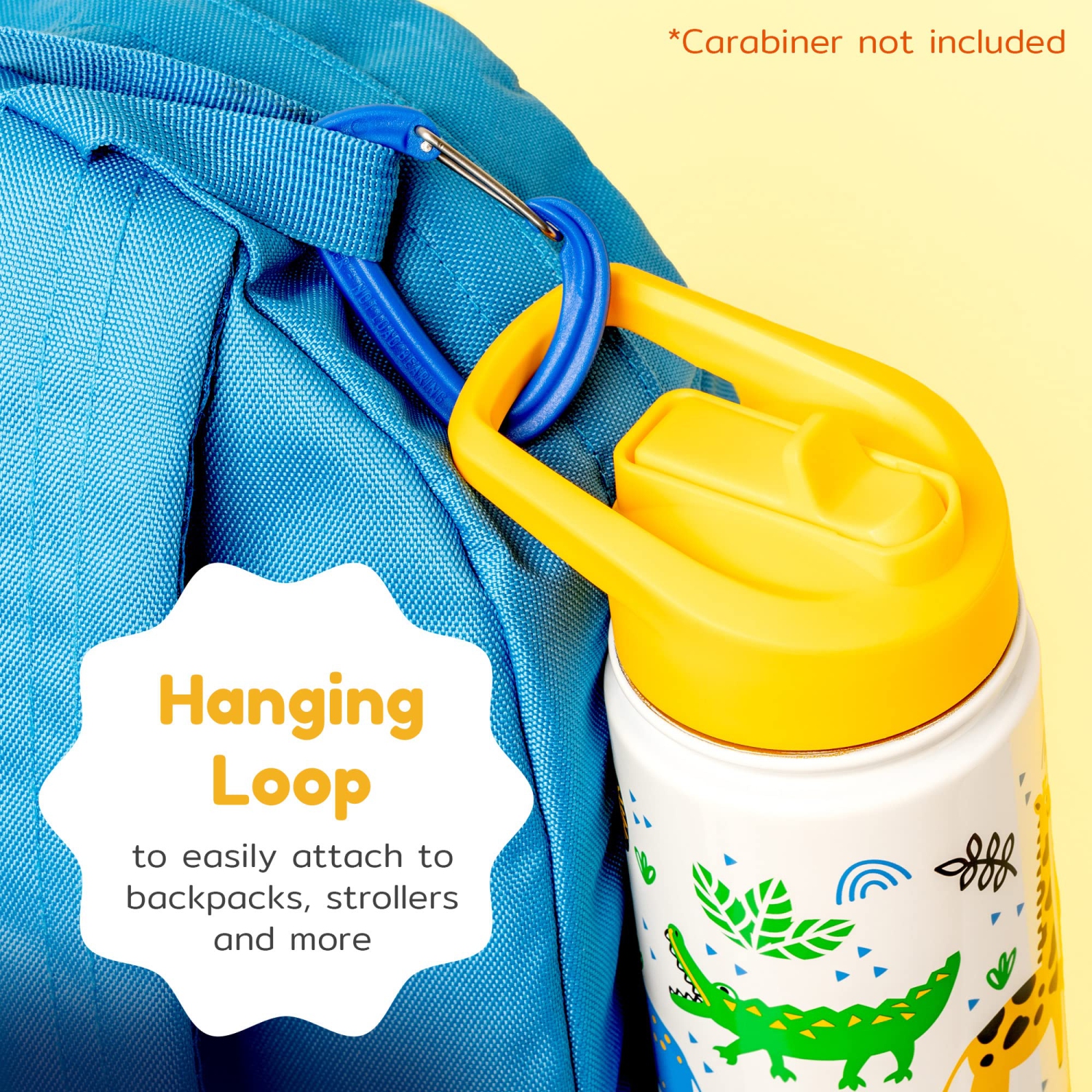 BOZ Kids Insulated Water Bottle with Straw Lid, Stainless Steel Vacuum Double Wall Water Cup with Scratch-Resistant Cute Print and Carry Handle,