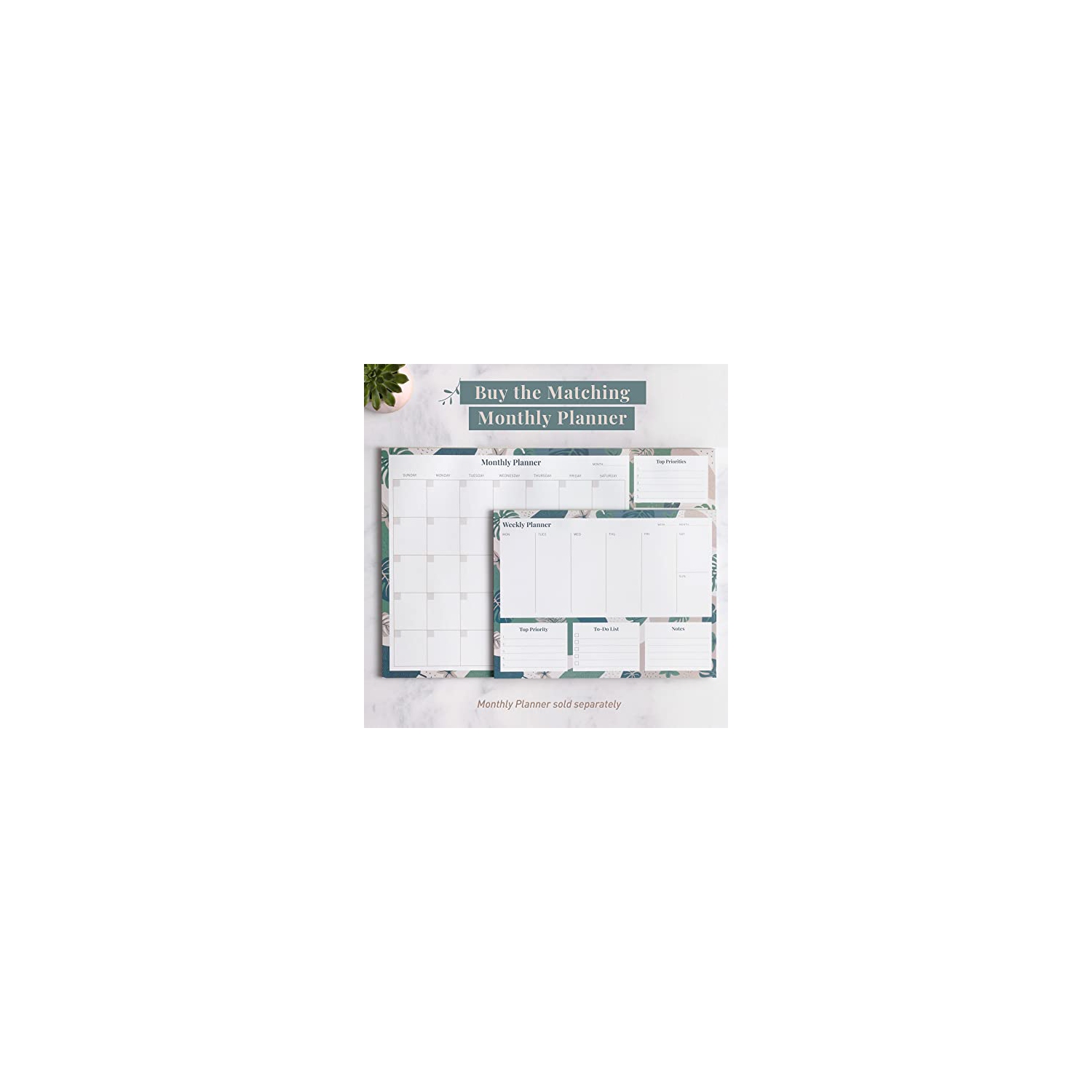 Agenda hebdomadaire non daté Rileys & Co, 11.0 x 8.3 po, imprimé floral, feuille de travail pour la liste de tâches, bloc-notes quotidien, bloc-notes