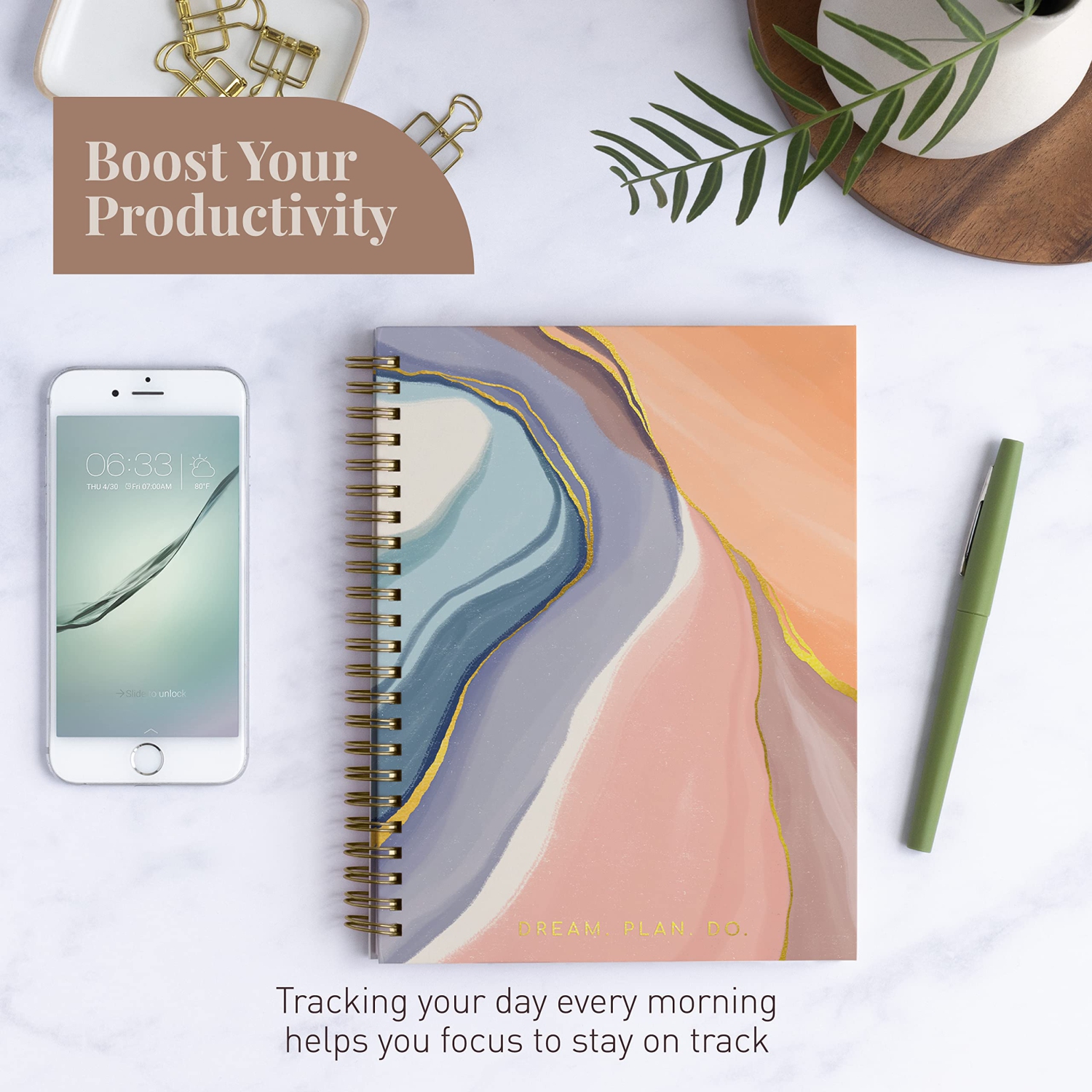 Rileys & Co Undated Planner For Women, 240 Pages To Do List Notebook, 8 x 6", Undated Daily Planner For Boosting Your Productivity, Daily To Do