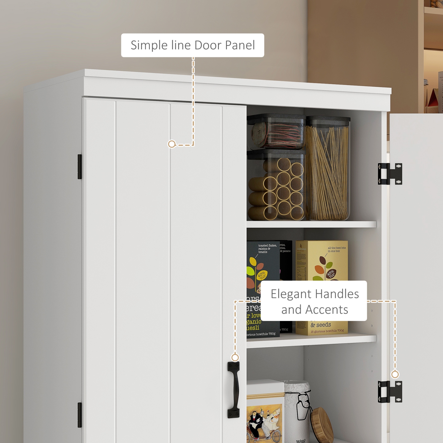 HOMCOM 70" Tall Kitchen Pantry Cabinet, Freestanding Storage Cabinet with 4 Doors, 6-tier Pantry for Living Room, White