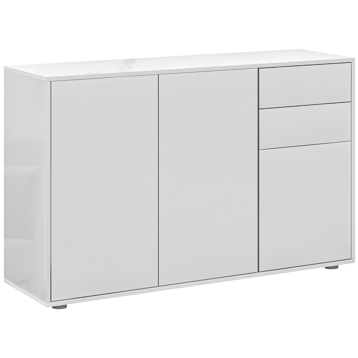HOMCOM – buffet très lustré avec 2 tiroirs, 3 portes et tablette réglable, armoire de rangement de cuisine avec design Push Open, blanc
