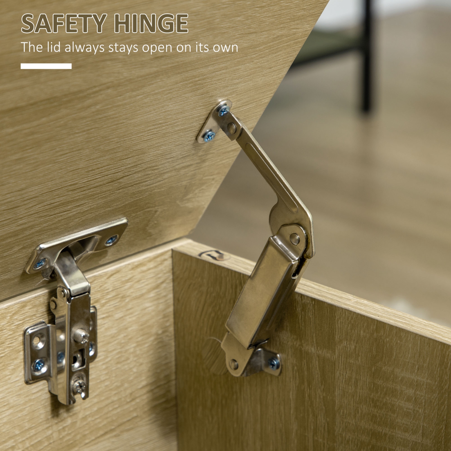 HOMCOM Storage Bench, Lift Top Storage Chest, Shoe Bench with Safety Hinges and Steel Legs, Storage Trunk for Bedroom, Entryway, 35.4x17.7x17.7