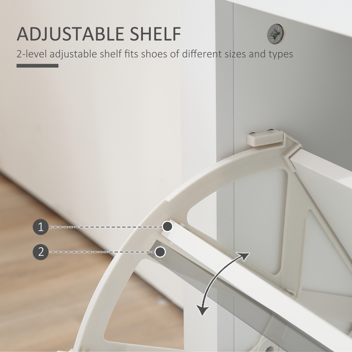 HOMCOM – Armoire à chaussures étroite avec 2 tiroirs rabattables, armoire de rangement mince pour chaussures avec tablettes réglables pour 6-12