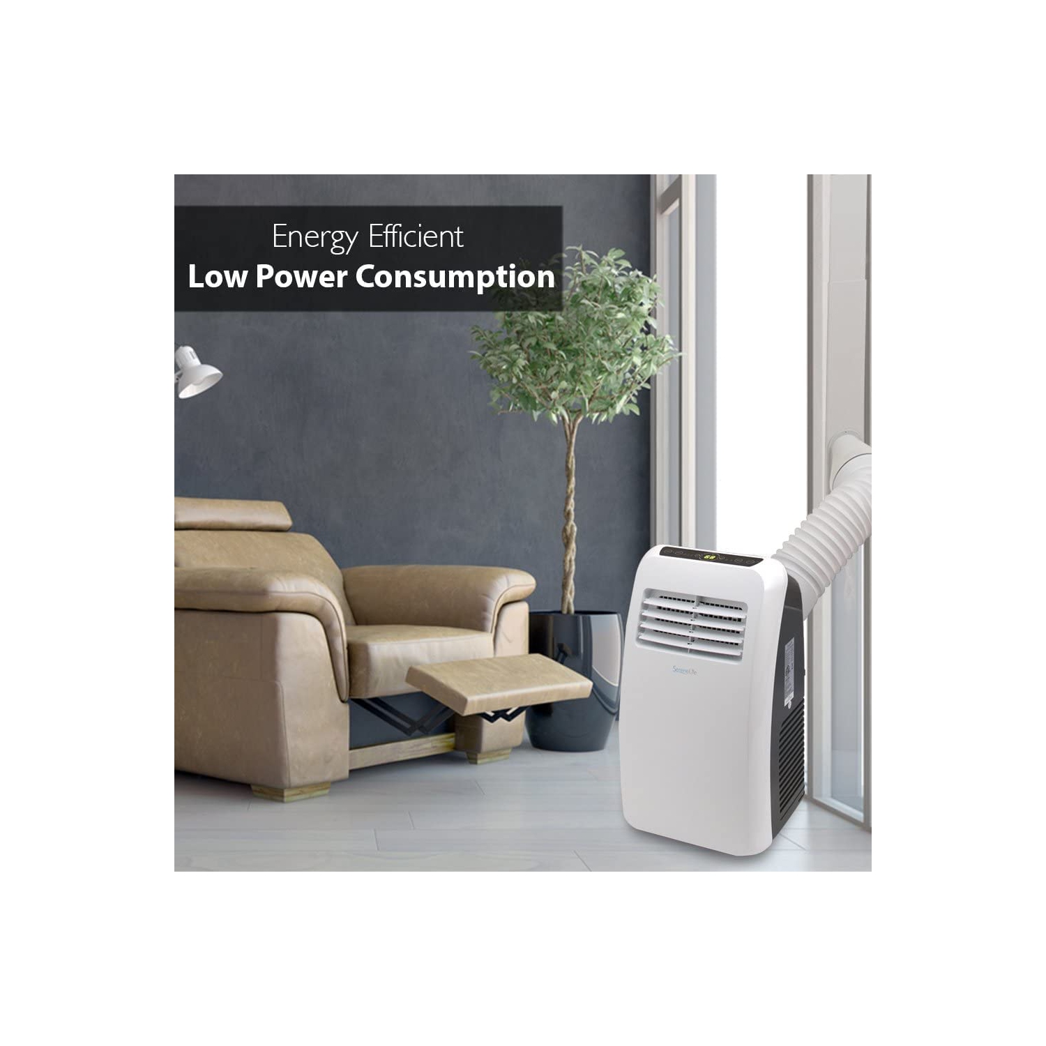 SereneLife SLPAC12.5 Portable Air Conditioner Compact Home AC Cooling Unit with Built-in Dehumidifier & Fan Modes, Quiet Operation, Includes Window