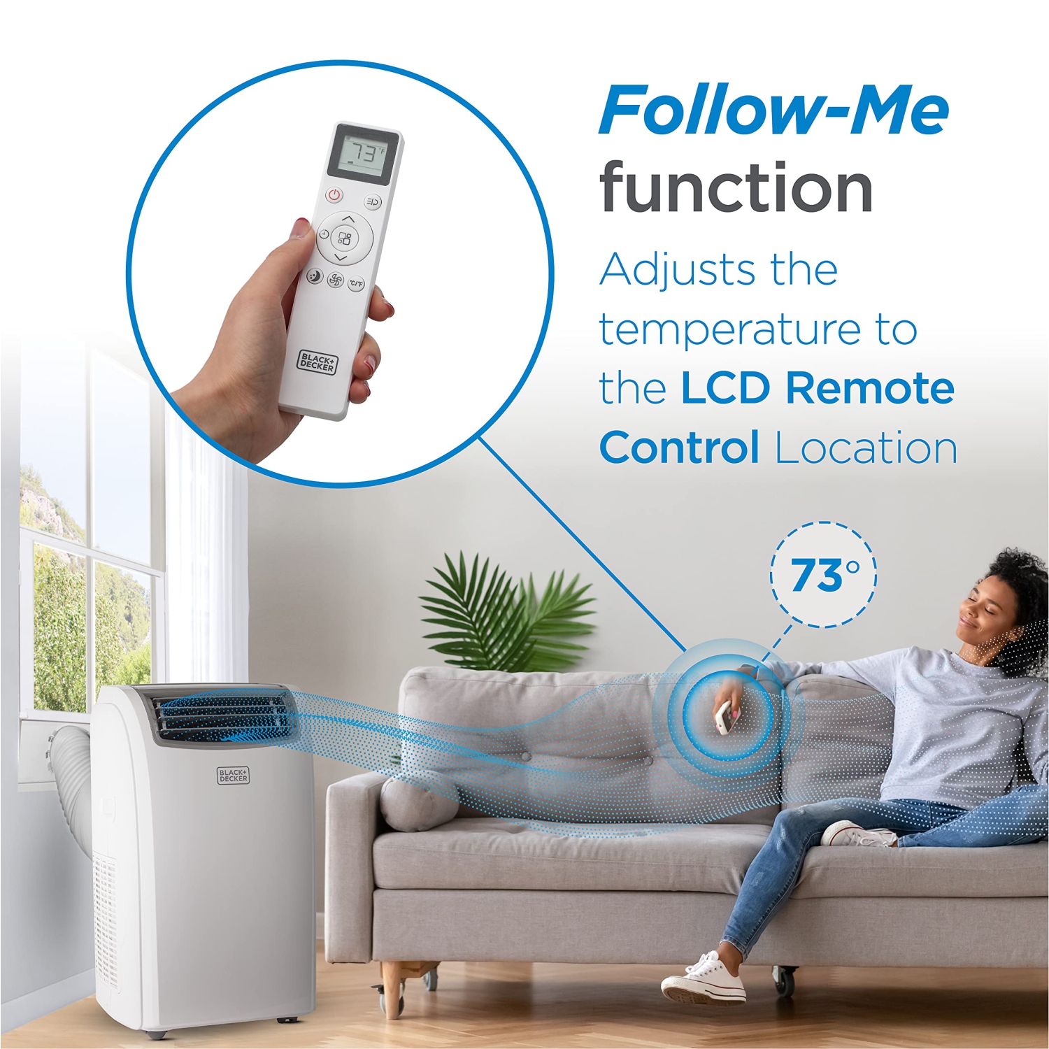 BLACK+DECKER BPT08HWTB Portable Air Conditioner with Heat, 8,000 BTU SACC/CEC, Cools Up to 350 Square Feet, White