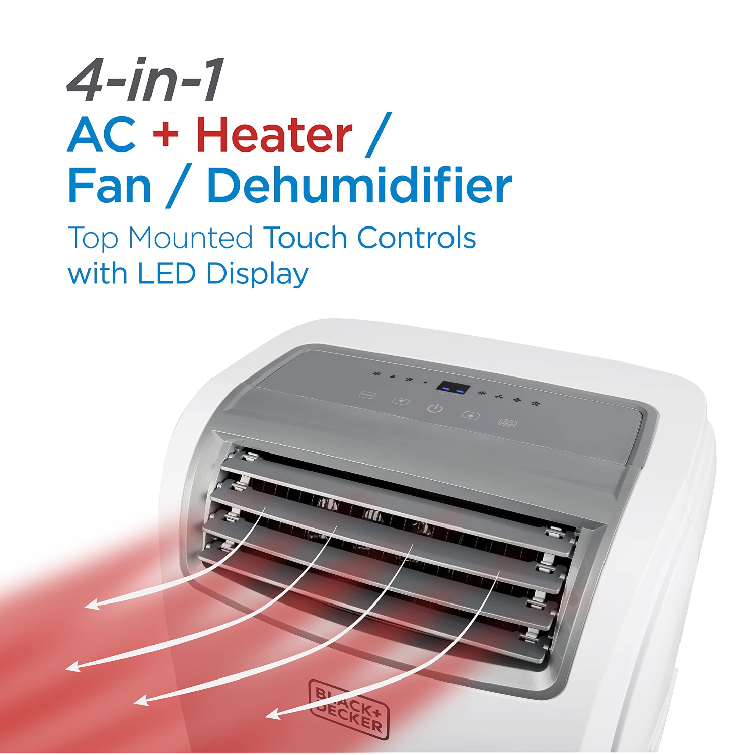 BLACK+DECKER BPT08HWTB Portable Air Conditioner with Heat, 8,000 BTU SACC/CEC, Cools Up to 350 Square Feet, White