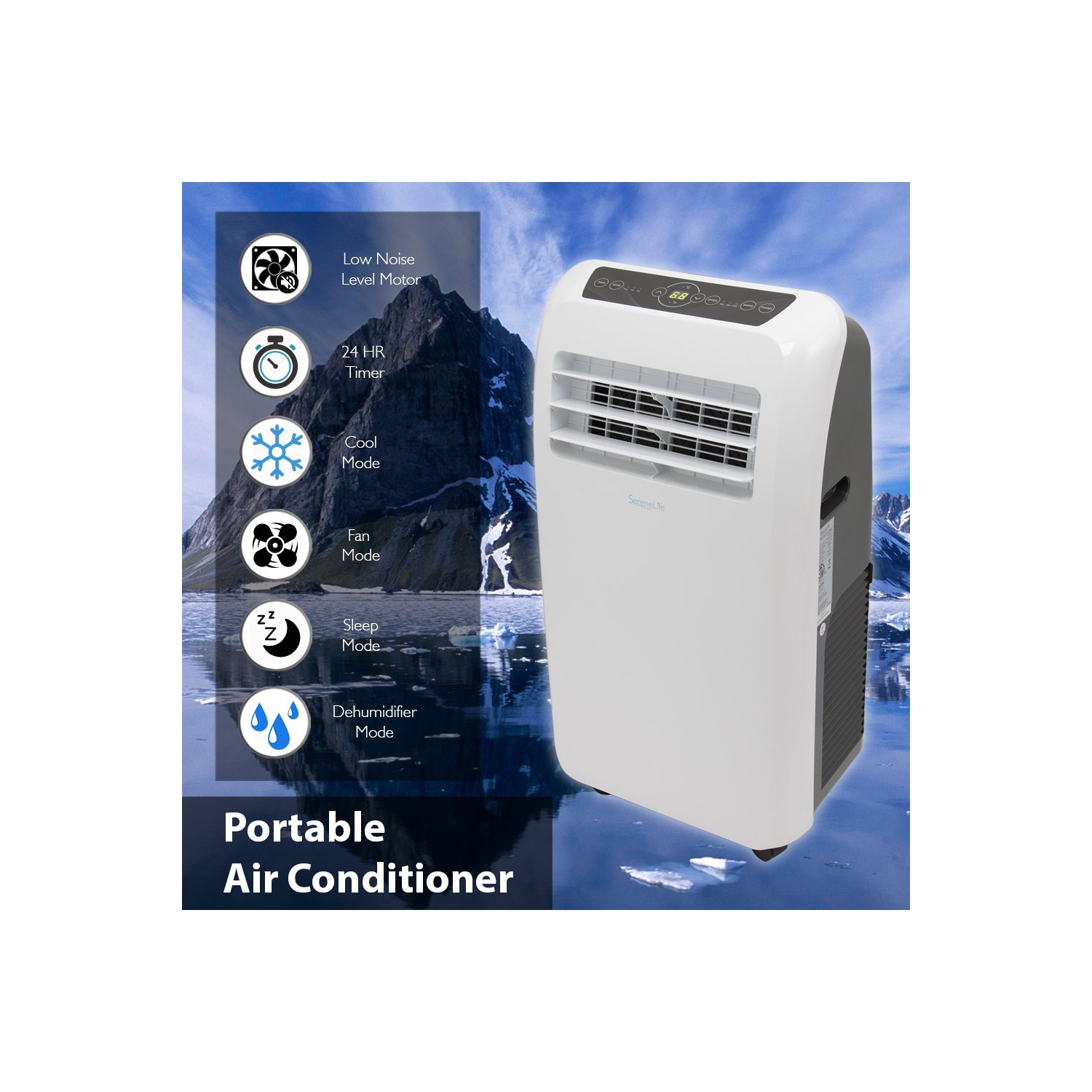 SereneLife SLPAC10 Portable Air Conditioner Compact Home AC Cooling Unit with Built-in Dehumidifier & Fan Modes, Quiet Operation, Includes Window