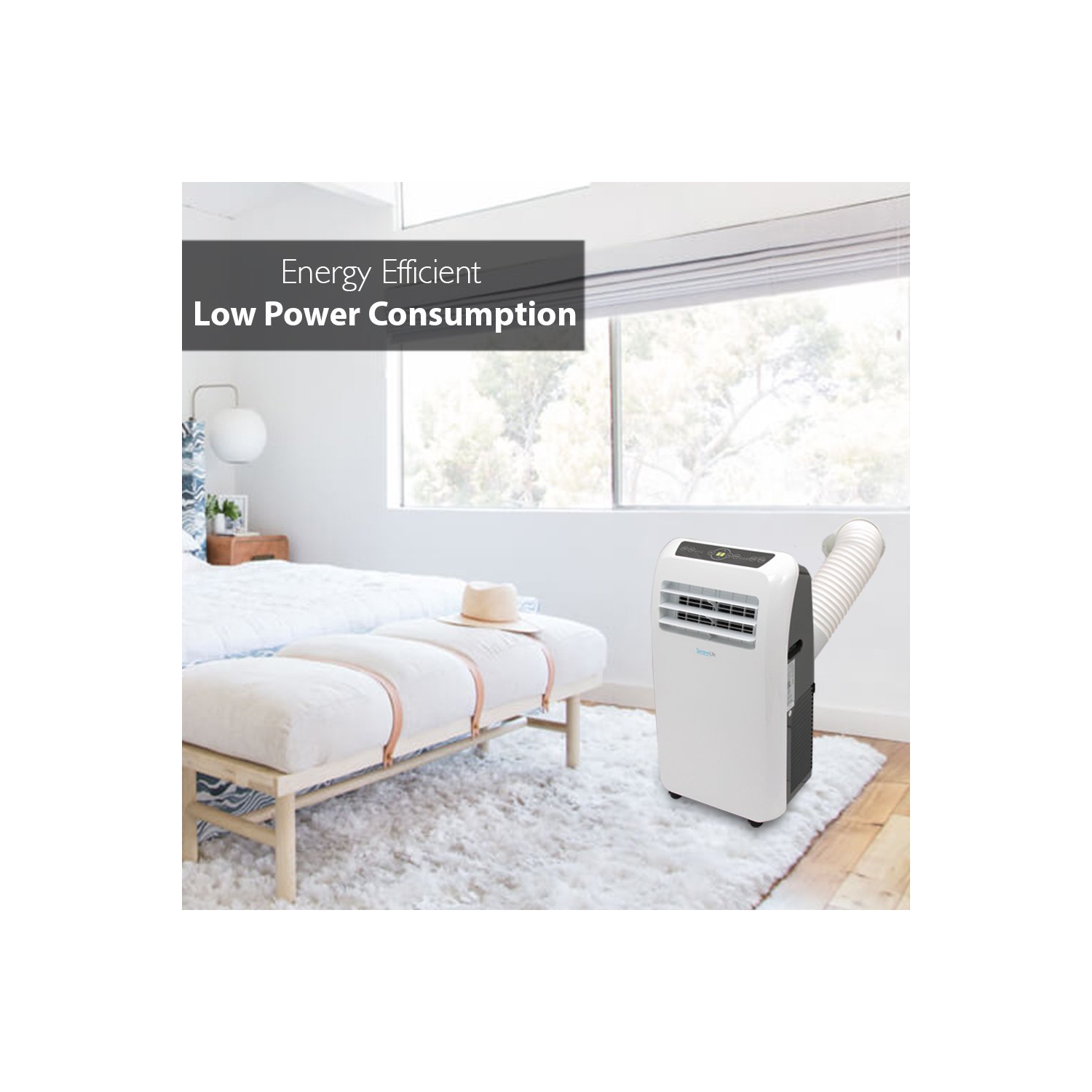 SereneLife SLPAC10 Portable Air Conditioner Compact Home AC Cooling Unit with Built-in Dehumidifier & Fan Modes, Quiet Operation, Includes Window