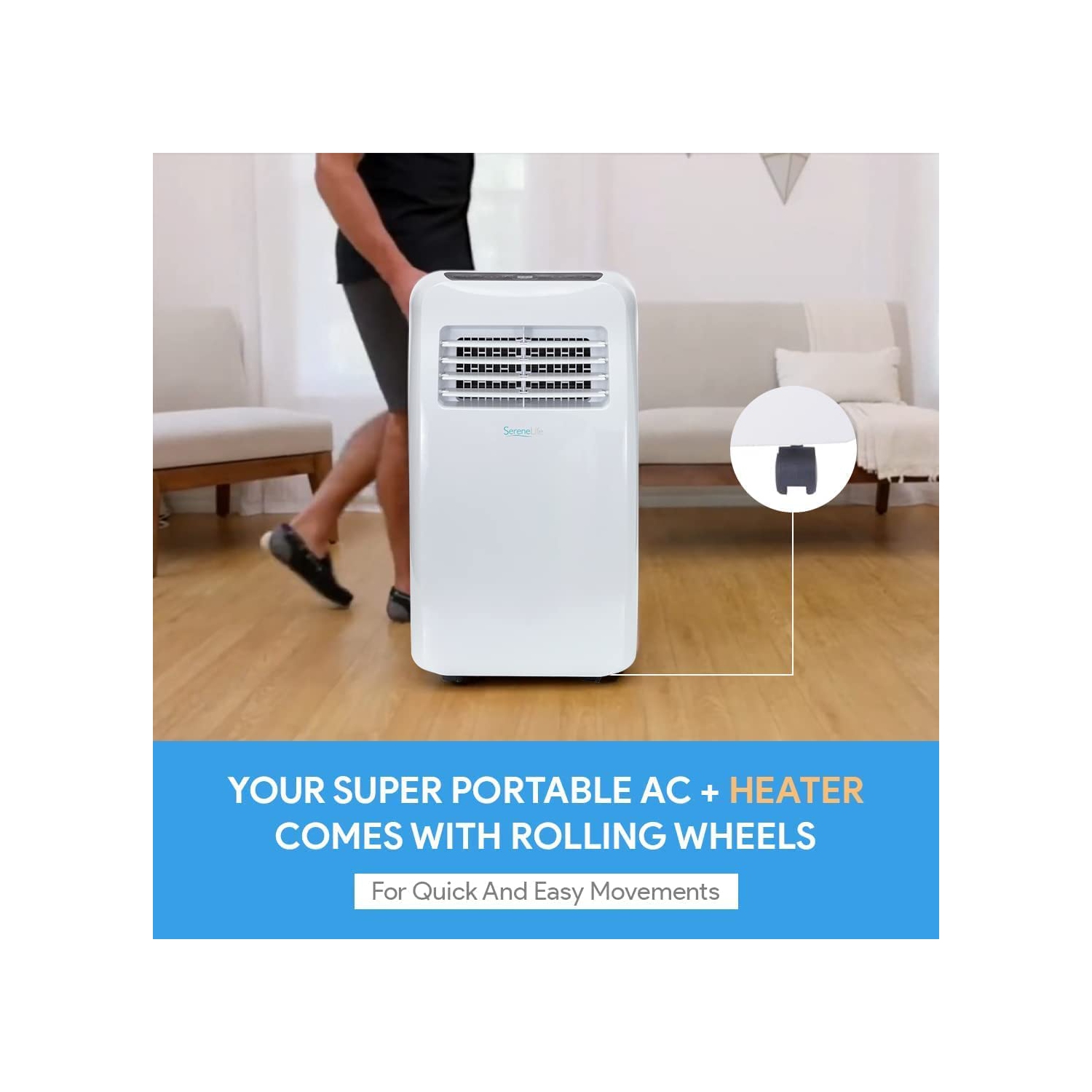 SereneLife SLPAC10 Portable Air Conditioner Compact Home AC Cooling Unit with Built-in Dehumidifier & Fan Modes, Quiet Operation, Includes Window