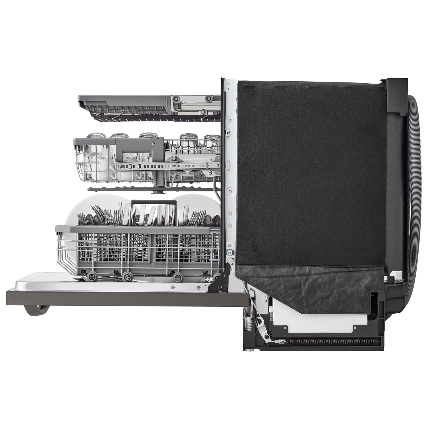 Lave-vaisselle encastrable 24 po 42 dB avec cuve en inox et 3e panier de LG - Acier inoxydable noir