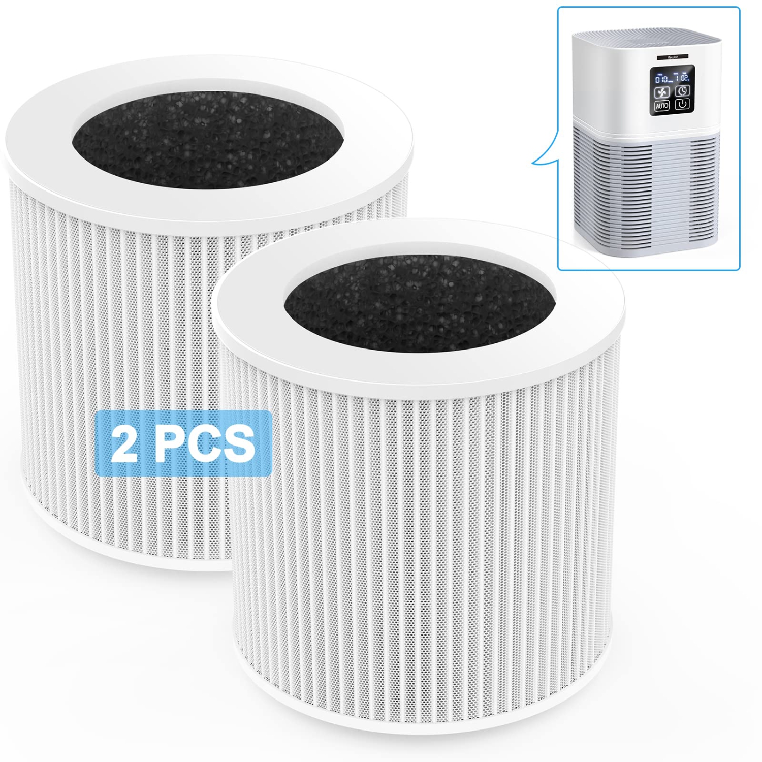 VEWIOR 2-Pack Air Purifier A1 Replacement Filter, H13 True HEPA Air Cleaner Filter