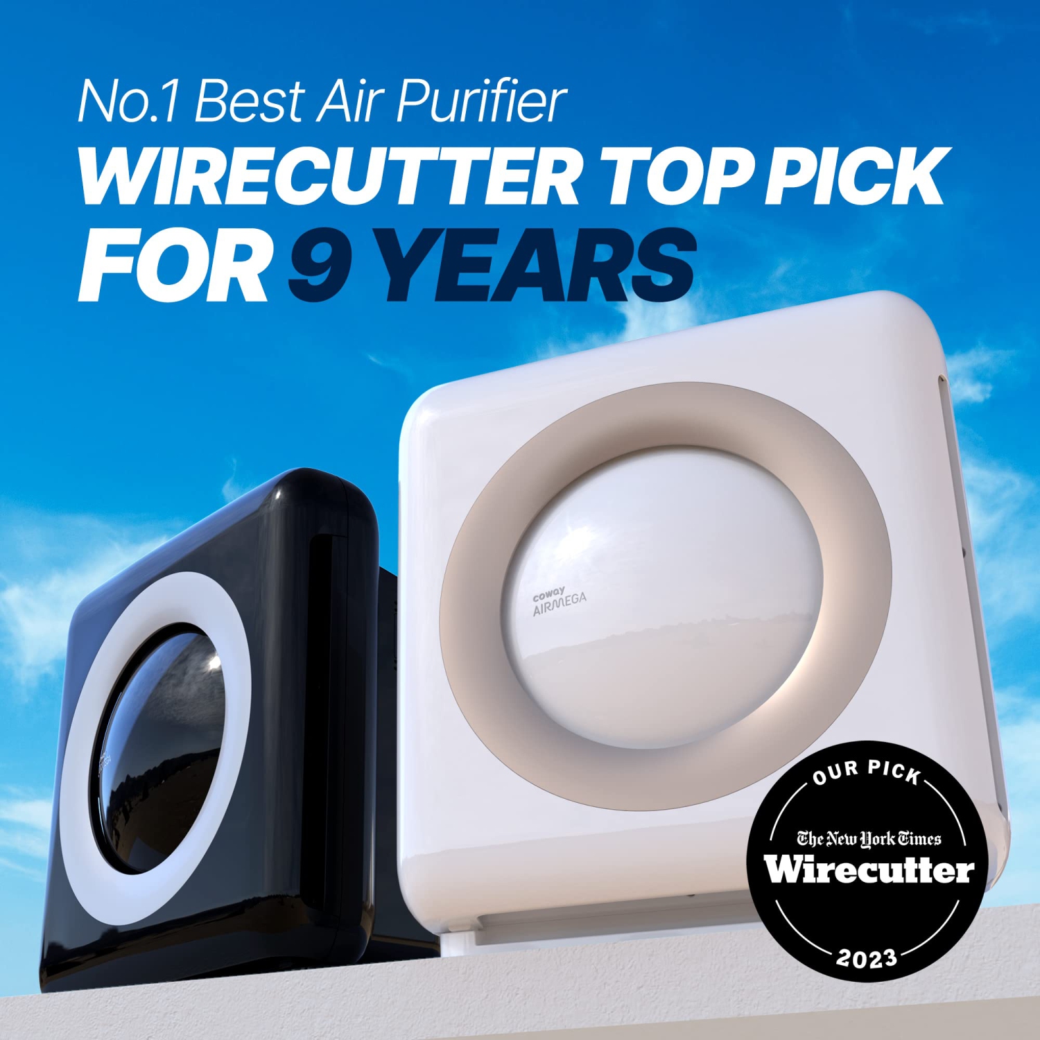 Coway Airmega AP-1512HH(W) True HEPA Purifier with Air Quality Monitoring, Auto, Timer, Filter Indicator, and Eco Mode, 16.8 x 18.3 x 9.7, White