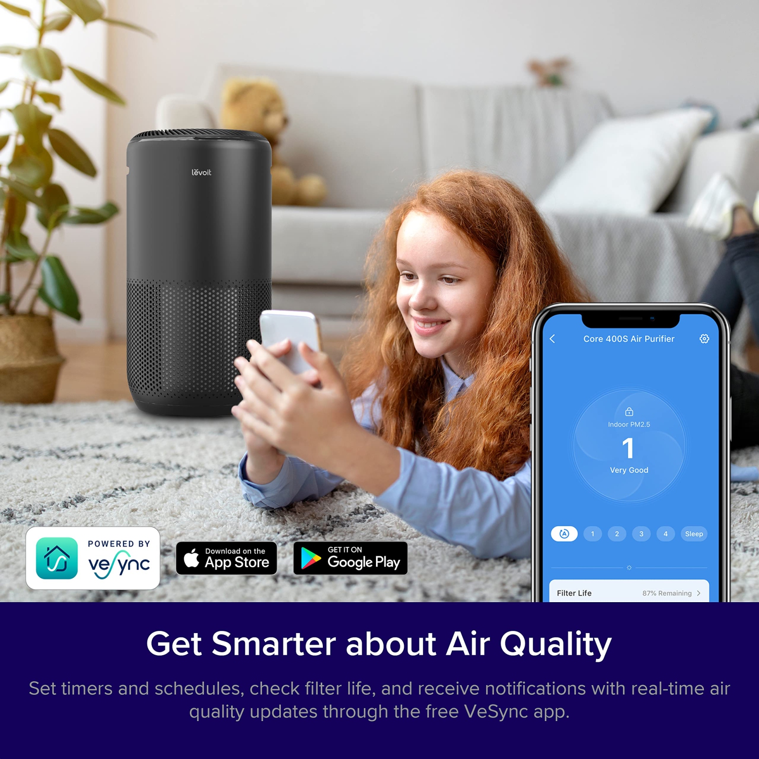 LEVOIT Air Purifiers for Home Large Room, Smart WiFi and PM2.5 Monitor H13 True HEPA Filter Removes Up to 99.97% of Particles, Pet Allergies, Smoke,