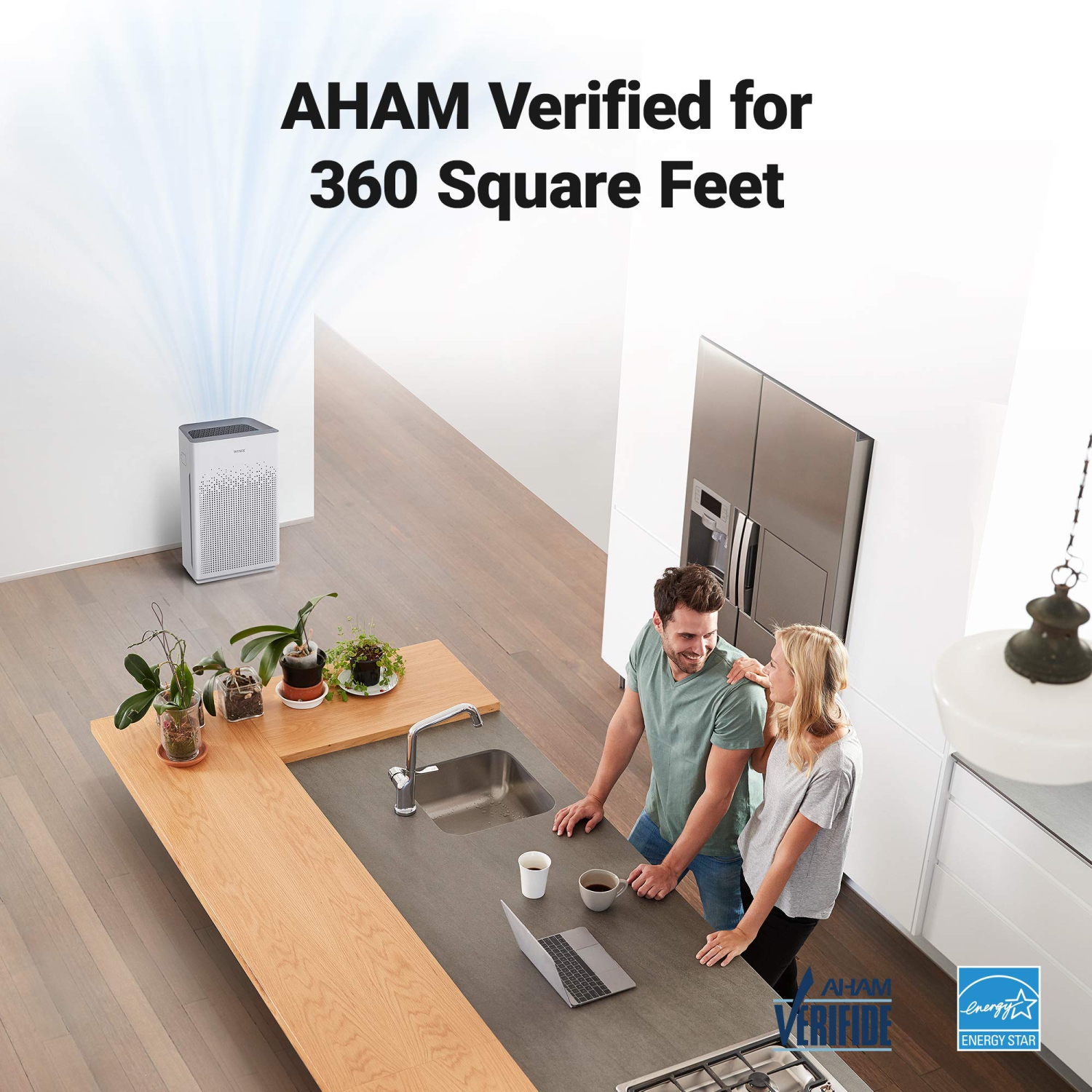 WINIX AM90 Air Purifier for Home Large Room Up to 1740 Ft² in 1 Hr With Air Quality Monitor, True HEPA, Carbon Filter and Auto Mode, Captures Pet