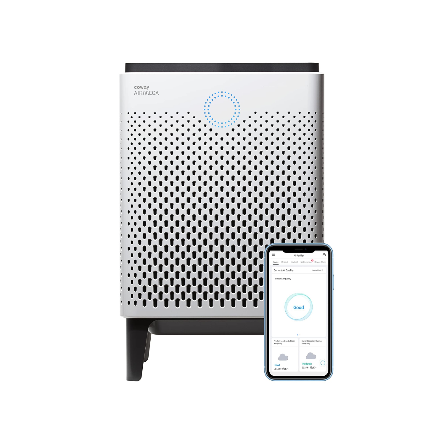 Coway Airmega 300S App-Enabled Smart Technology Compatible with Amazon Alexa True HEPA Air Purifier, 1,256 sq.ft, White