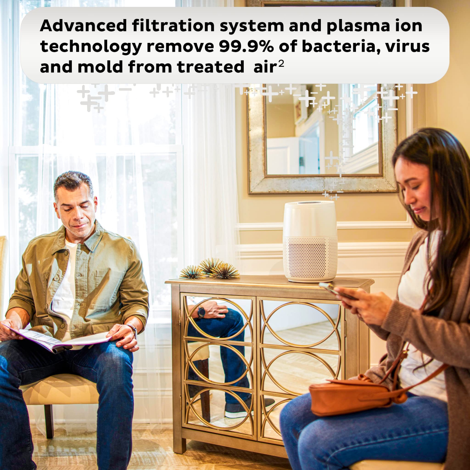 Instant HEPA Quiet Air Purifier From the Makers of Instant Pot with Plasma Ion Technology for Rooms up to 1140ft2, removes 99% of Dust, Smoke, Odors,