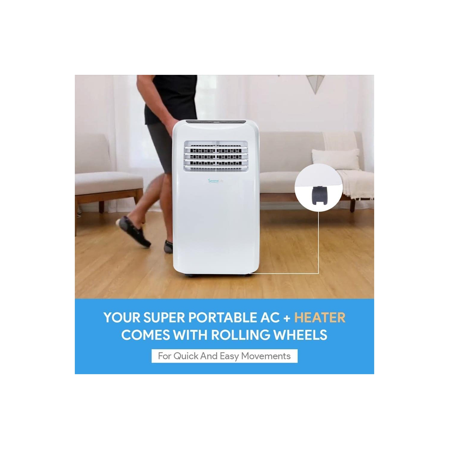 SereneLife SLACHT128 Portable Air Conditioner Compact Home AC Cooling Unit with Built-in Dehumidifier & Fan Modes, Quiet Operation, Includes Window