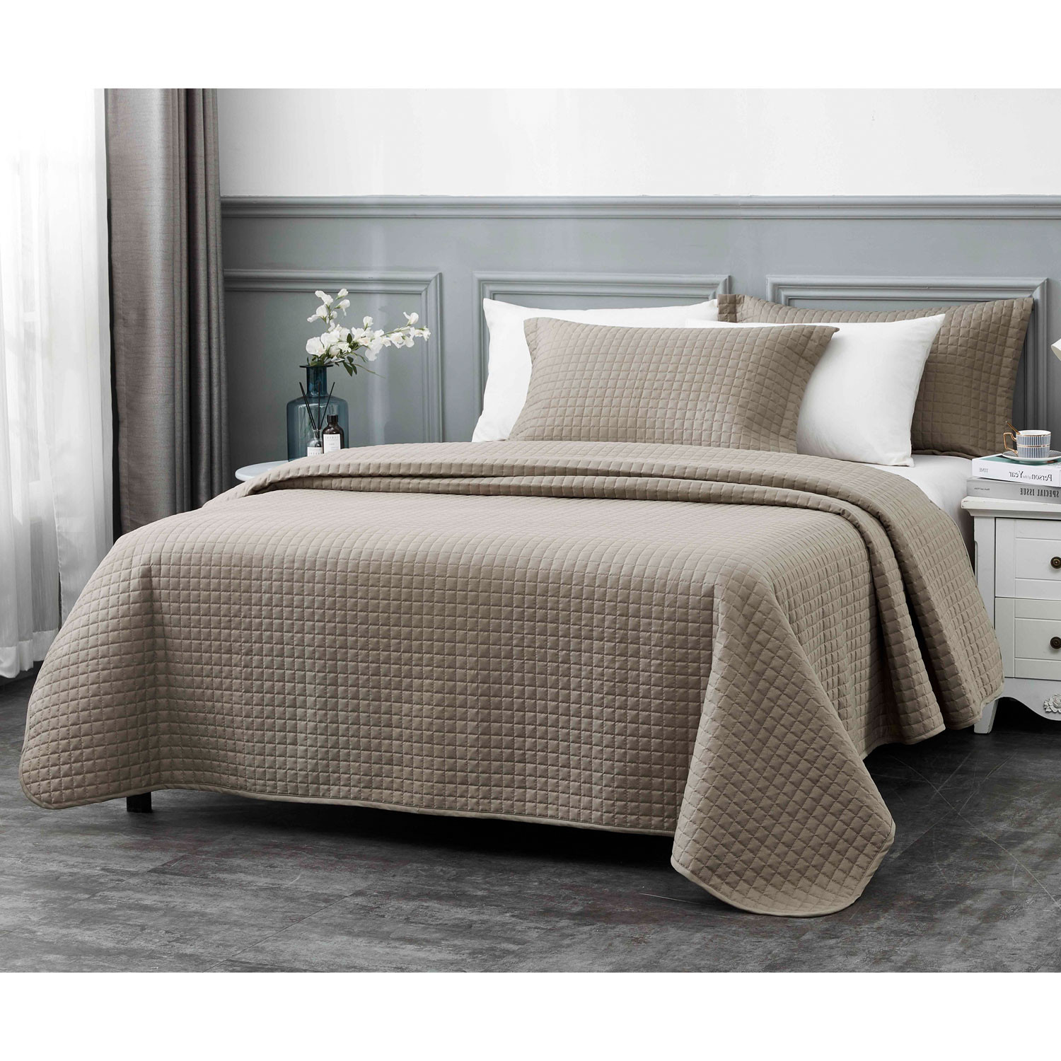 Millano Collection Classic 3-Piece Quilt Set - King - Taupe